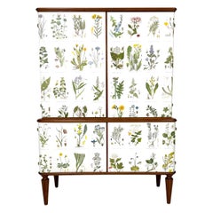 1950's Swedish Cabinet with Nordens Flora Illustrations