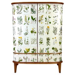 1950’s Swedish Cabinet With Nordens Flora Illustrations
