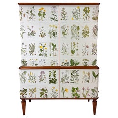 1950’s Swedish Cabinet With Nordens Flora Illustrations