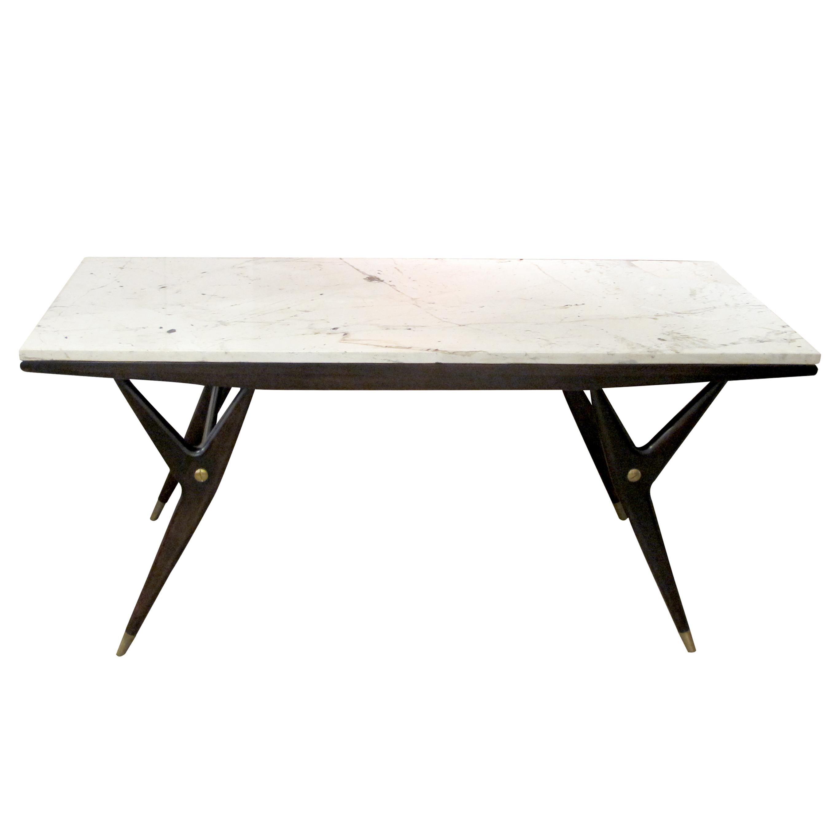 Other 1950s Swedish Coffee Table with Custom Made Marble Top by Möbelindustri