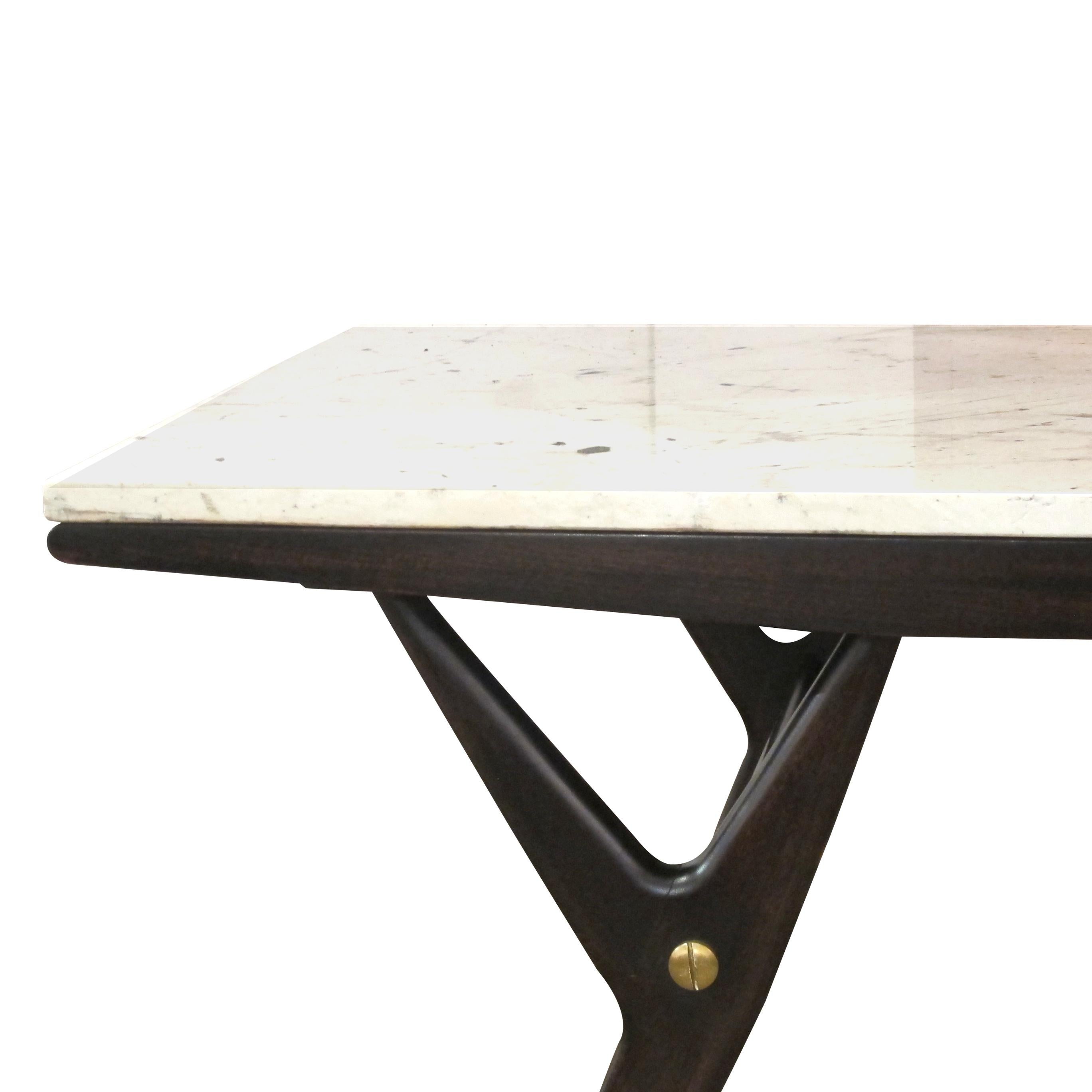 Mid-20th Century 1950s Swedish Coffee Table with Custom Made Marble Top by Möbelindustri