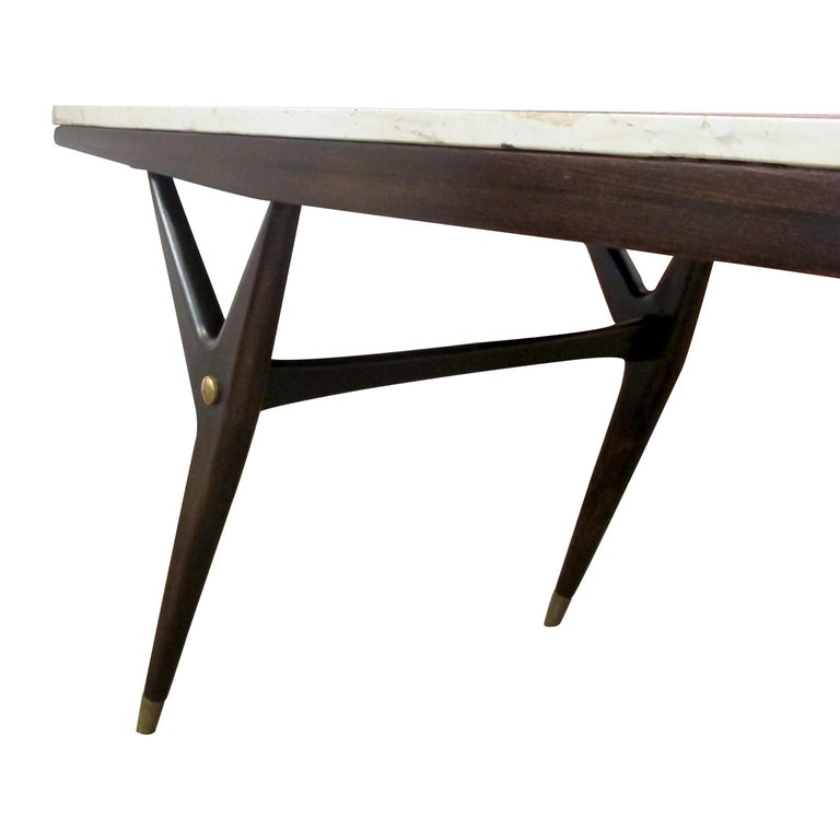 1950s Swedish Coffee Table with Custom Made Marble Top by Möbelindustri For Sale 2