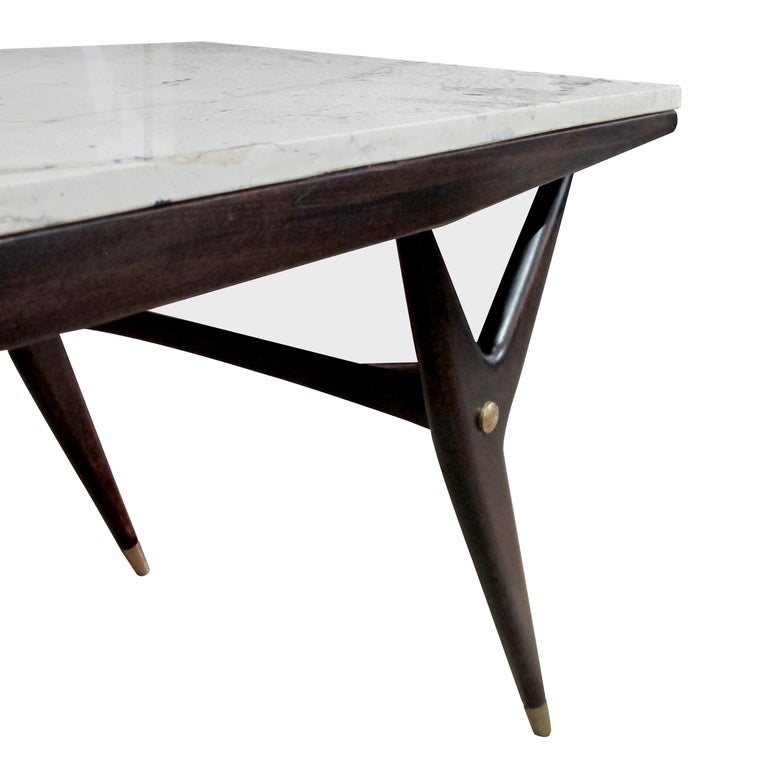 1950s Swedish Coffee Table with Custom Made Marble Top by Möbelindustri For Sale 3