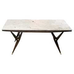 1950s Swedish Coffee Table with Custom Made Marble Top by Möbelindustri