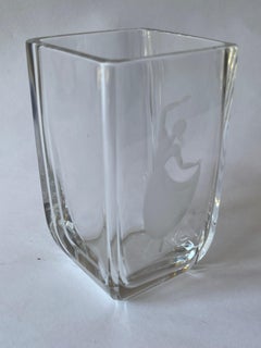 1950's Swedish Dancing Lady Engraved Glass Vase