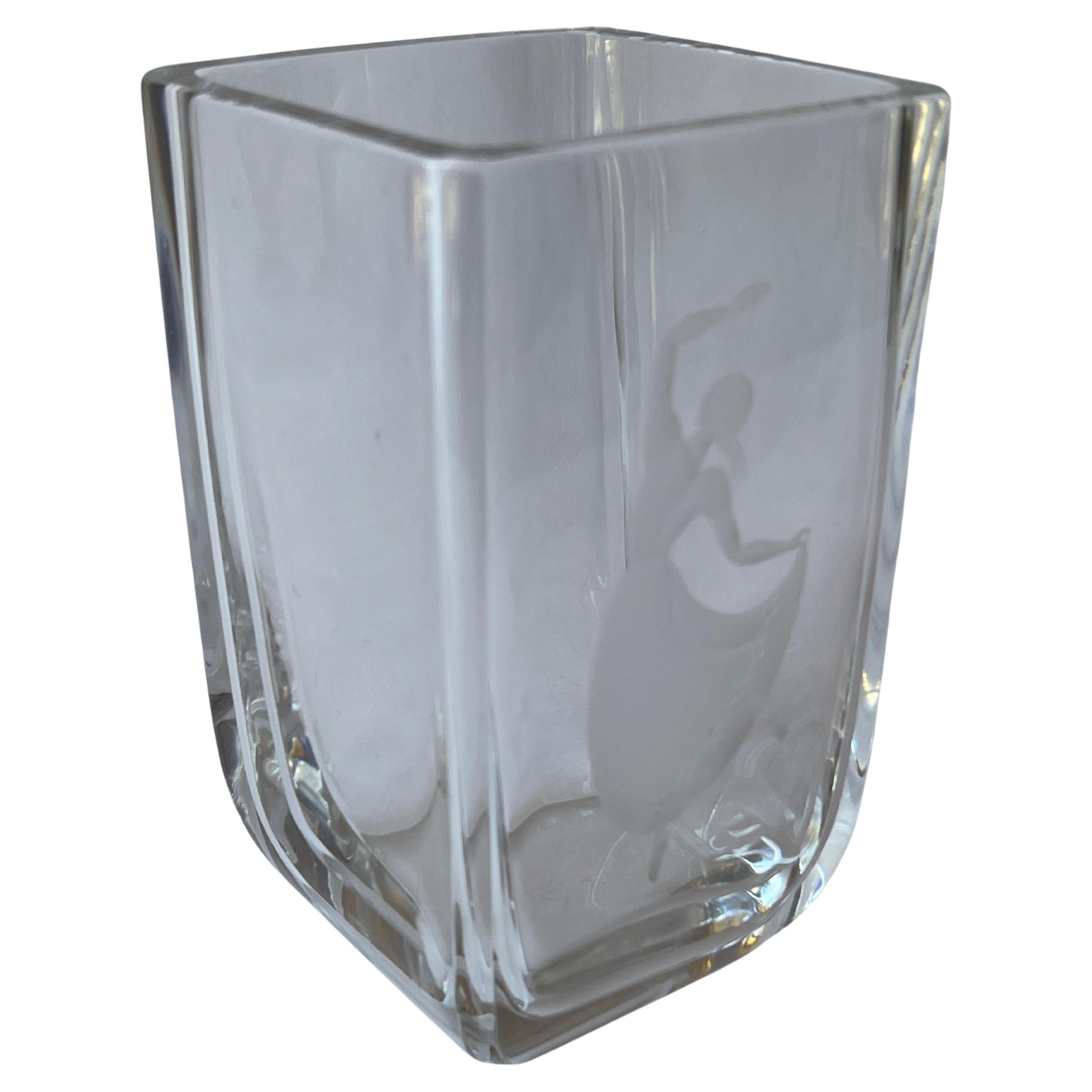 Vaso in vetro con incisione Swedish Dancing Lady degli anni '50 in vendita