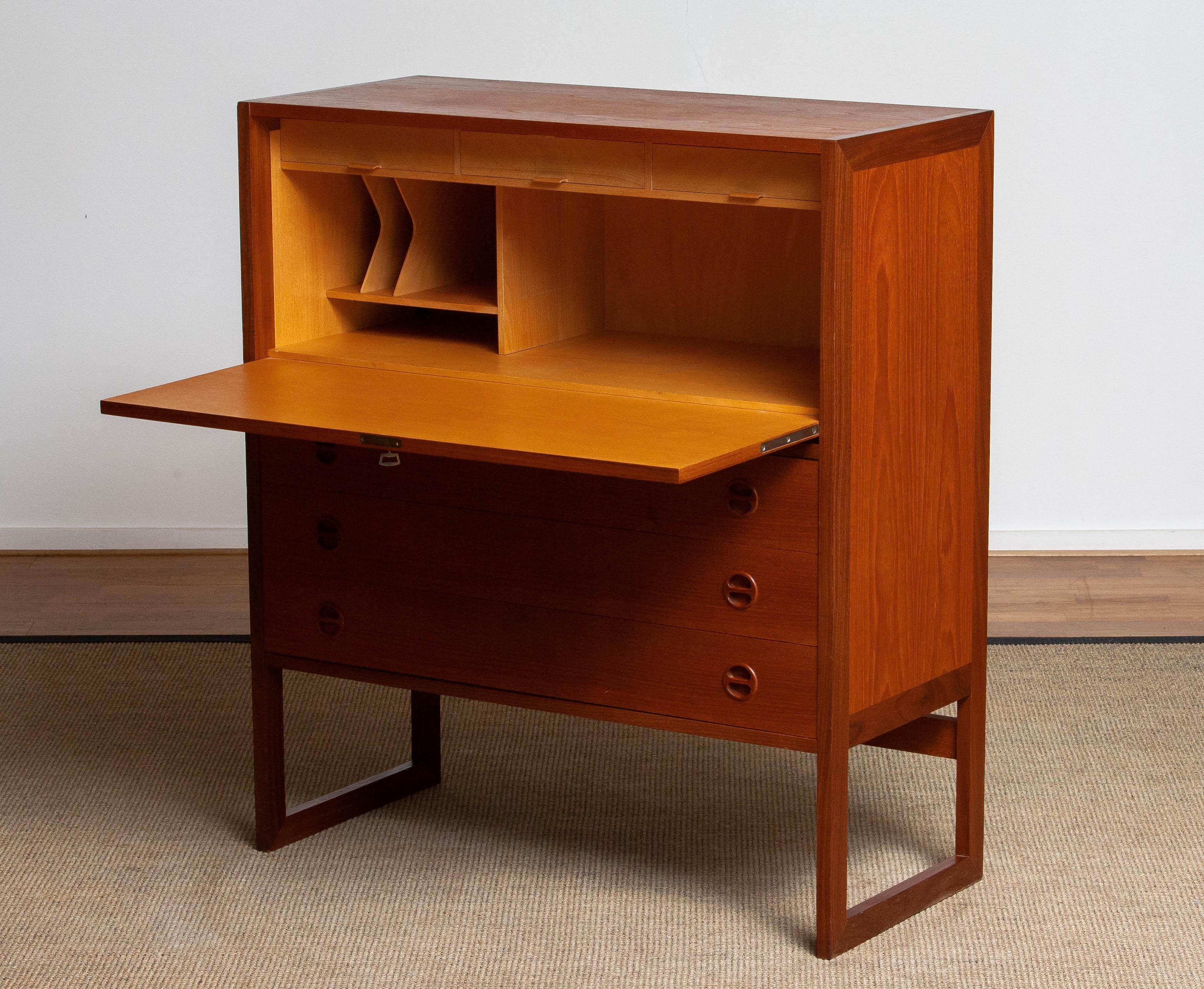Beech 1950's Swedish Desk / Secretaire / Vanity in Teak and Oak by Arne Wahl Iversen