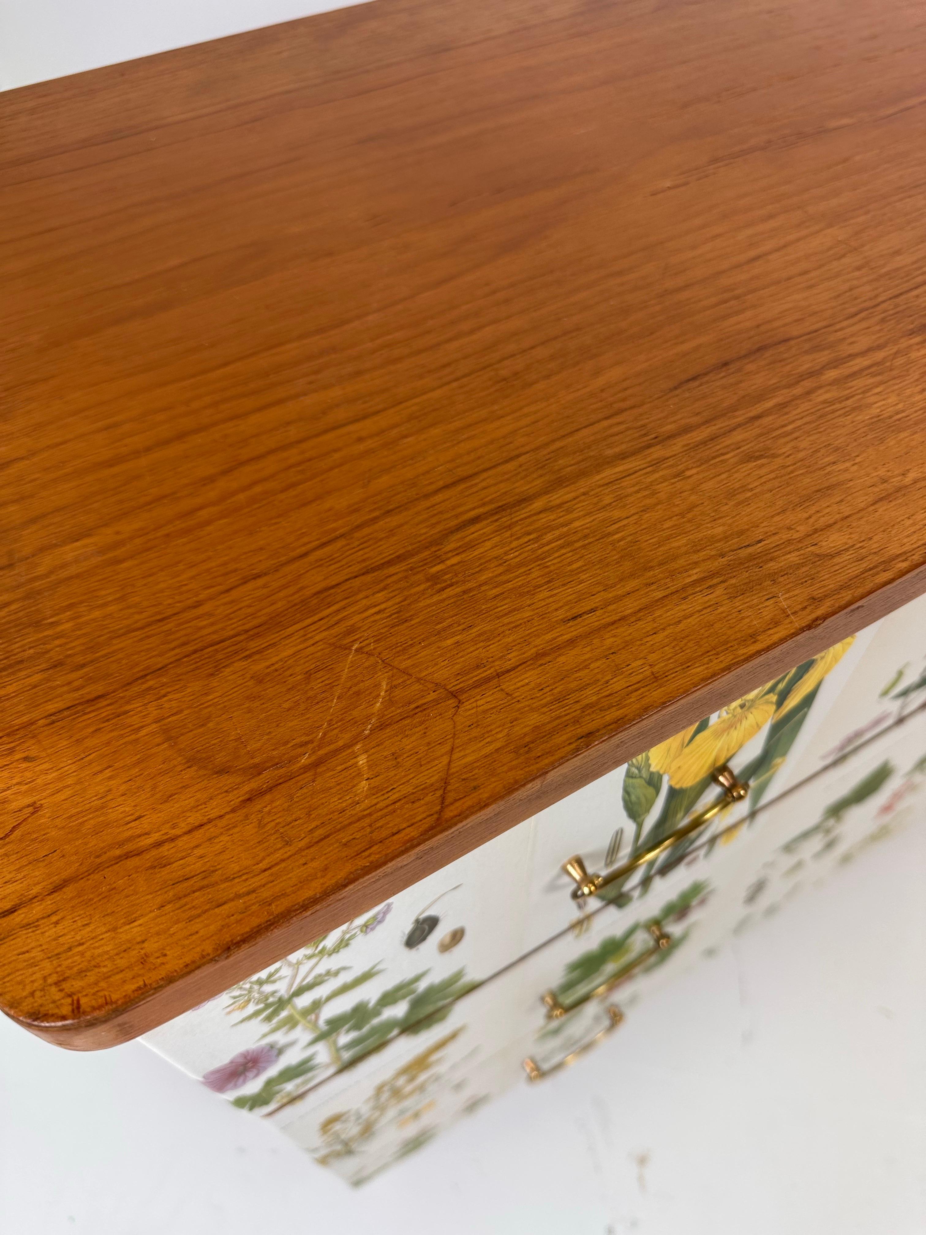 20ième siècle Commode suédoise des années 1950 avec illustrations de Nordens Flora en vente