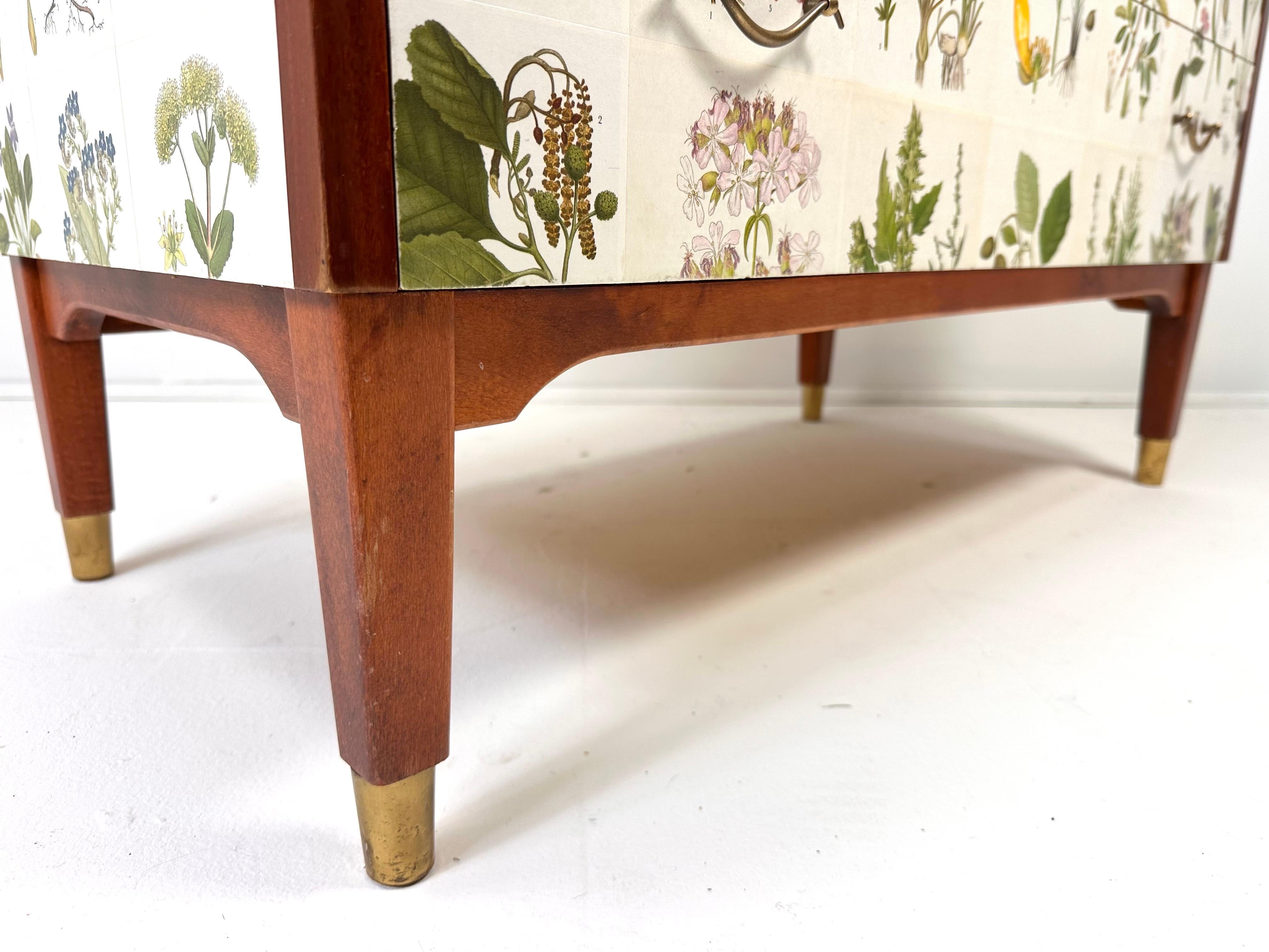 Commode suédoise des années 1950 avec illustrations de Nordens Flora en vente 1