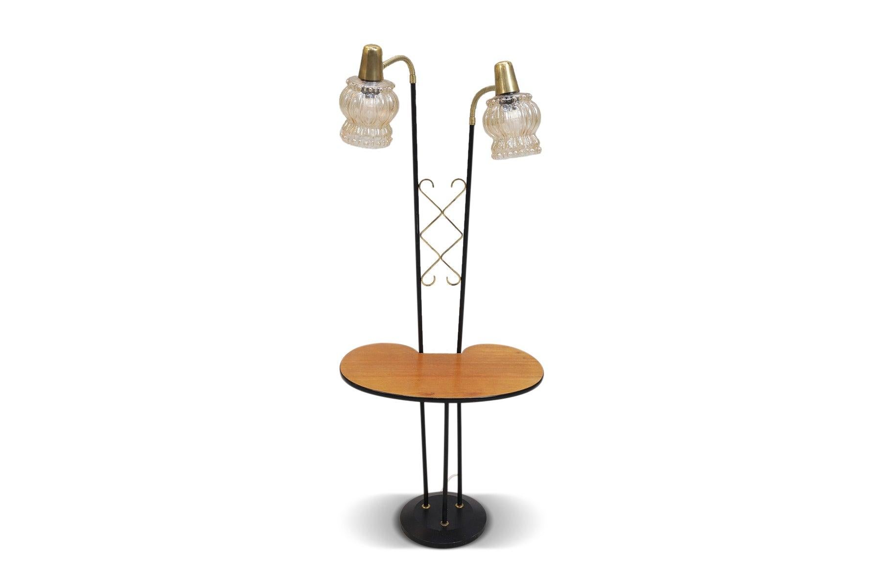 1950s Swedish Floor Lamp with Built in Side Table For Sale 2