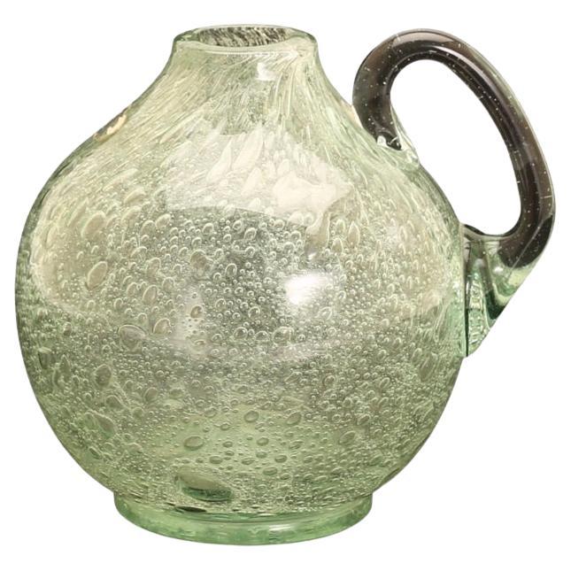 1950s Swedish Handblown Seafoam Glass Pitcher by Ture Berglund For Sale
