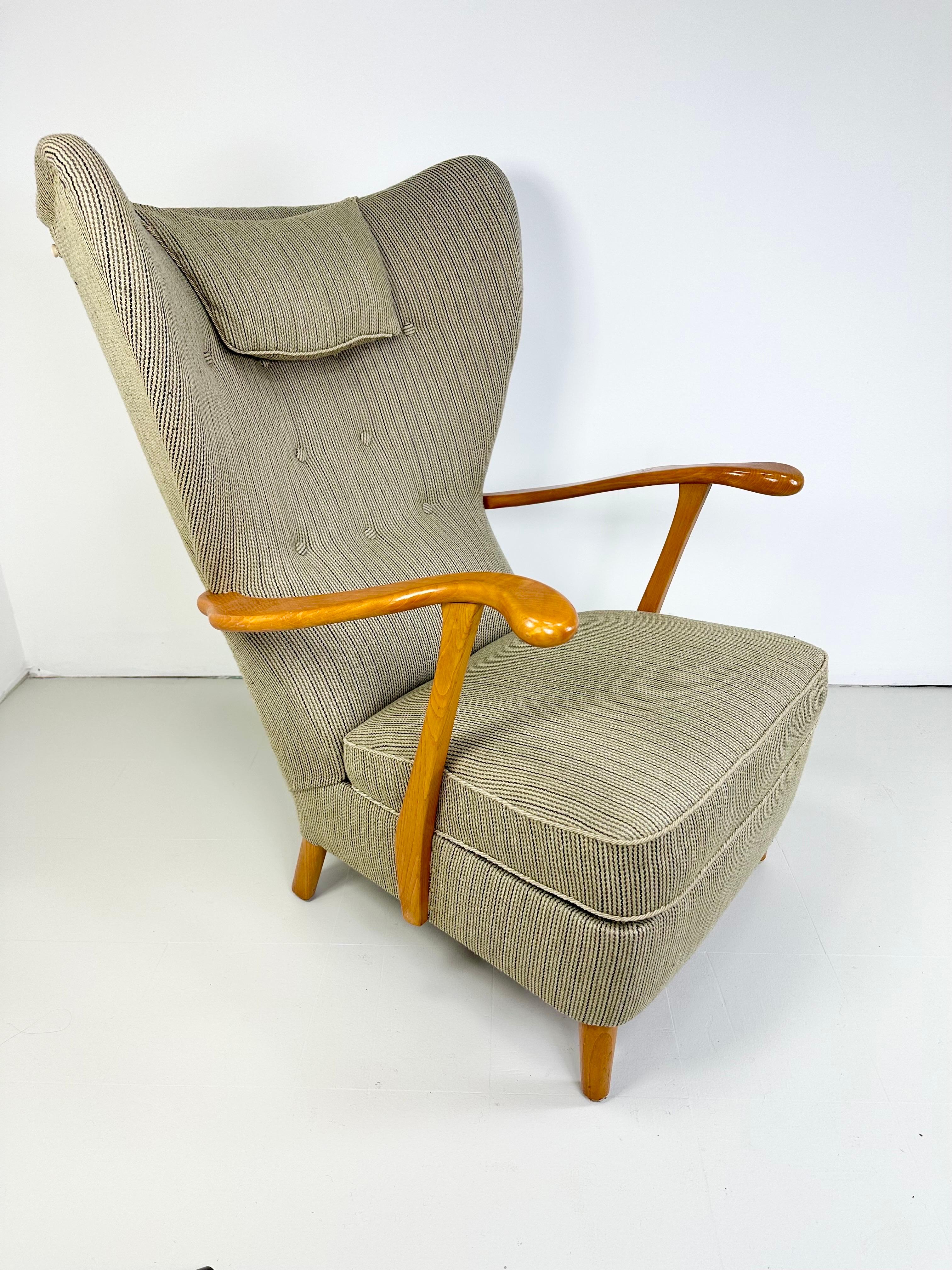 Scandinavian Modern 1950’s Swedish Highback Lounge Chair For Sale