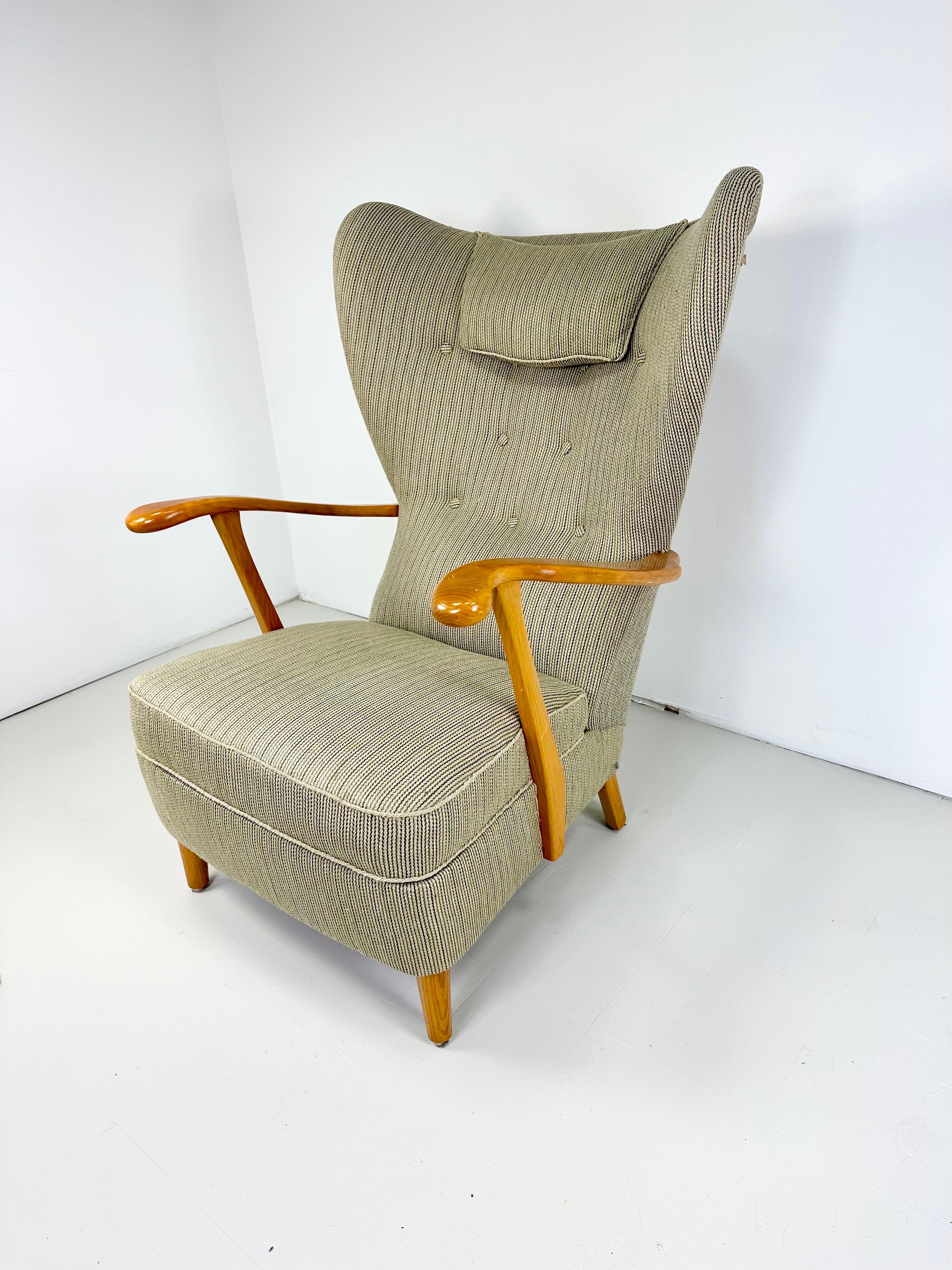 1950’s Swedish Highback Lounge Chair In Good Condition For Sale In Turners Falls, MA
