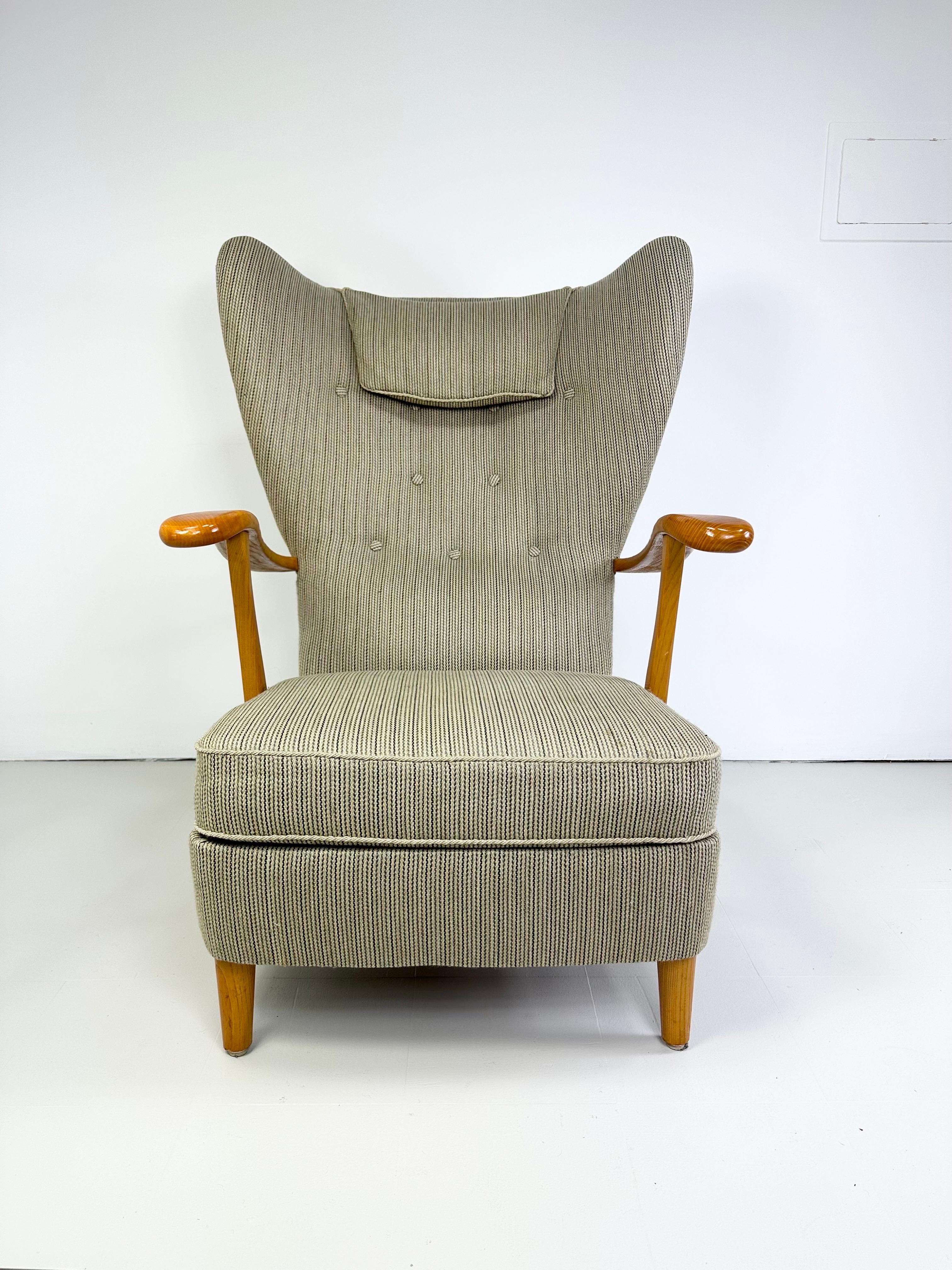 20th Century 1950’s Swedish Highback Lounge Chair For Sale