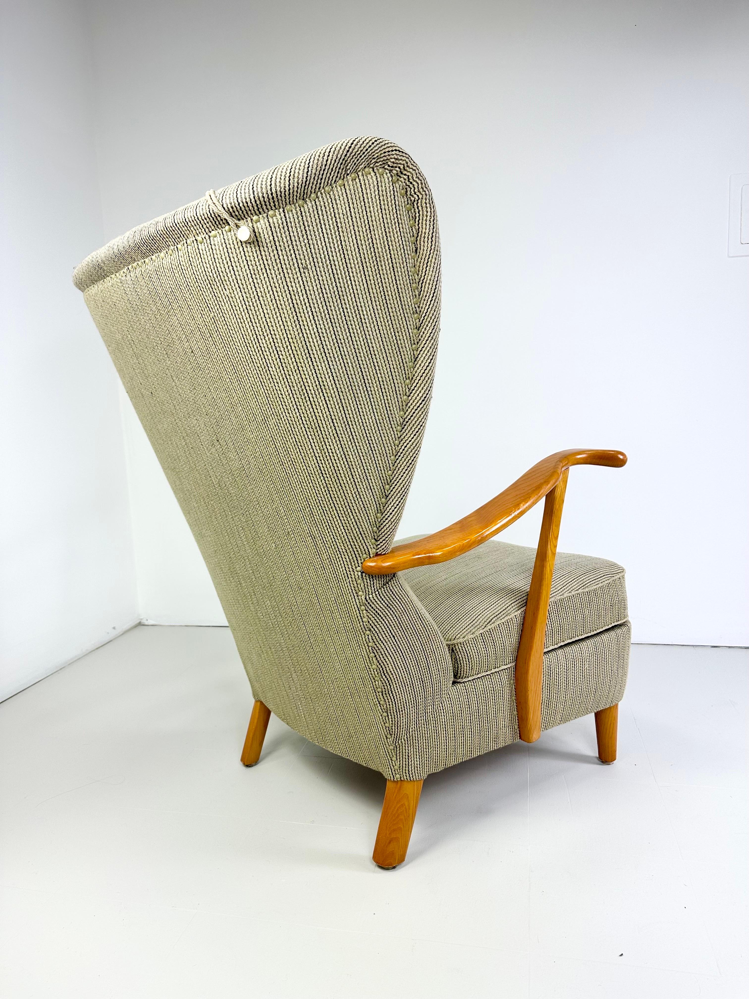 Upholstery 1950’s Swedish Highback Lounge Chair For Sale