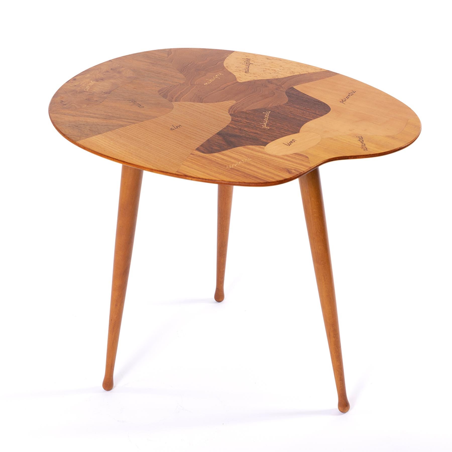 Swedish Side Table in Multiple Woods from Sweden, 1950's For Sale