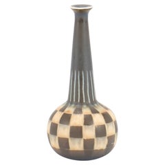 1950s Swedish Miniature Checkered Gunnar Nylund Stoneware Vase