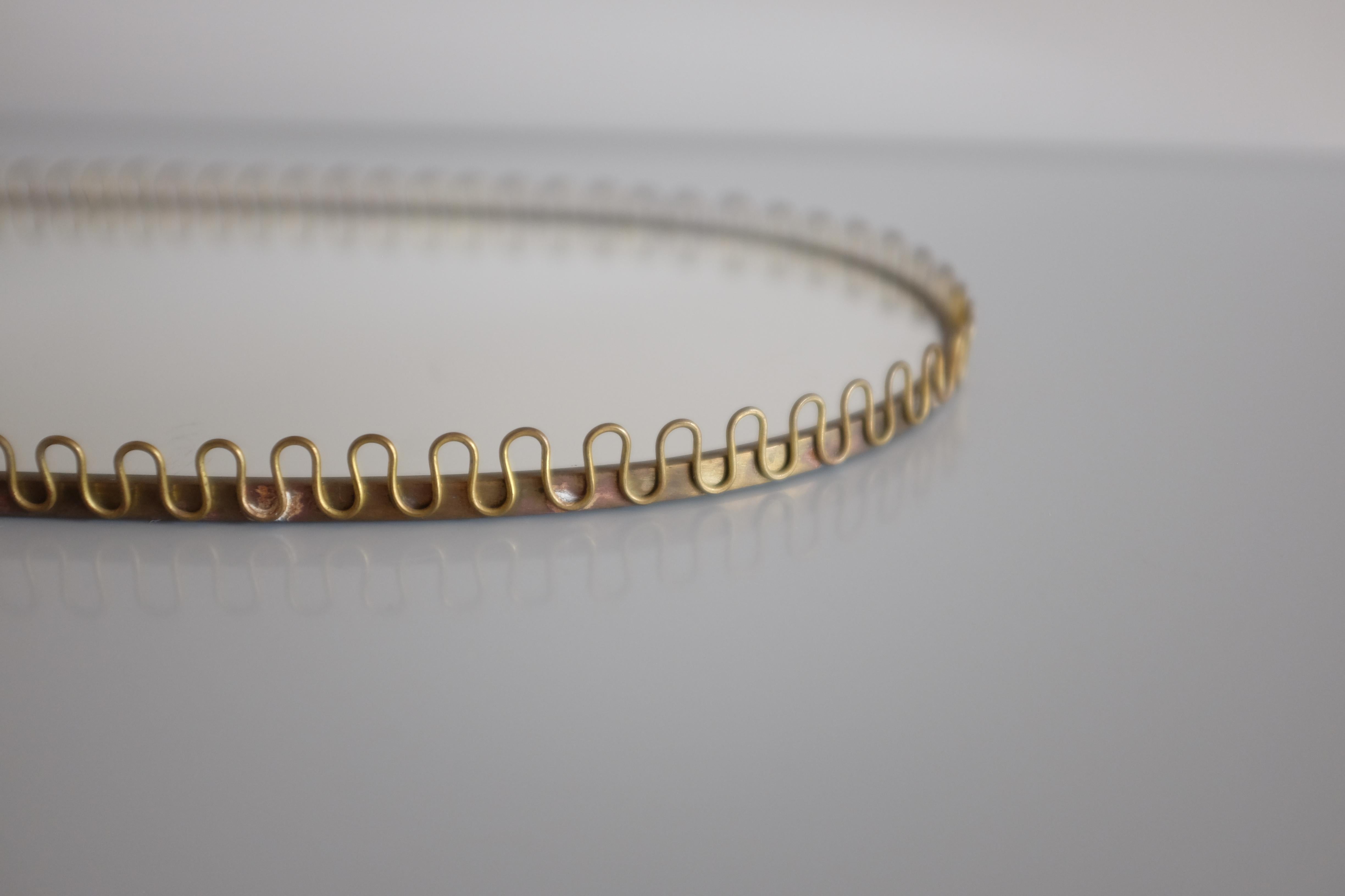 1950s Swedish Modern Brass Mirror tray In Good Condition For Sale In New York, NY