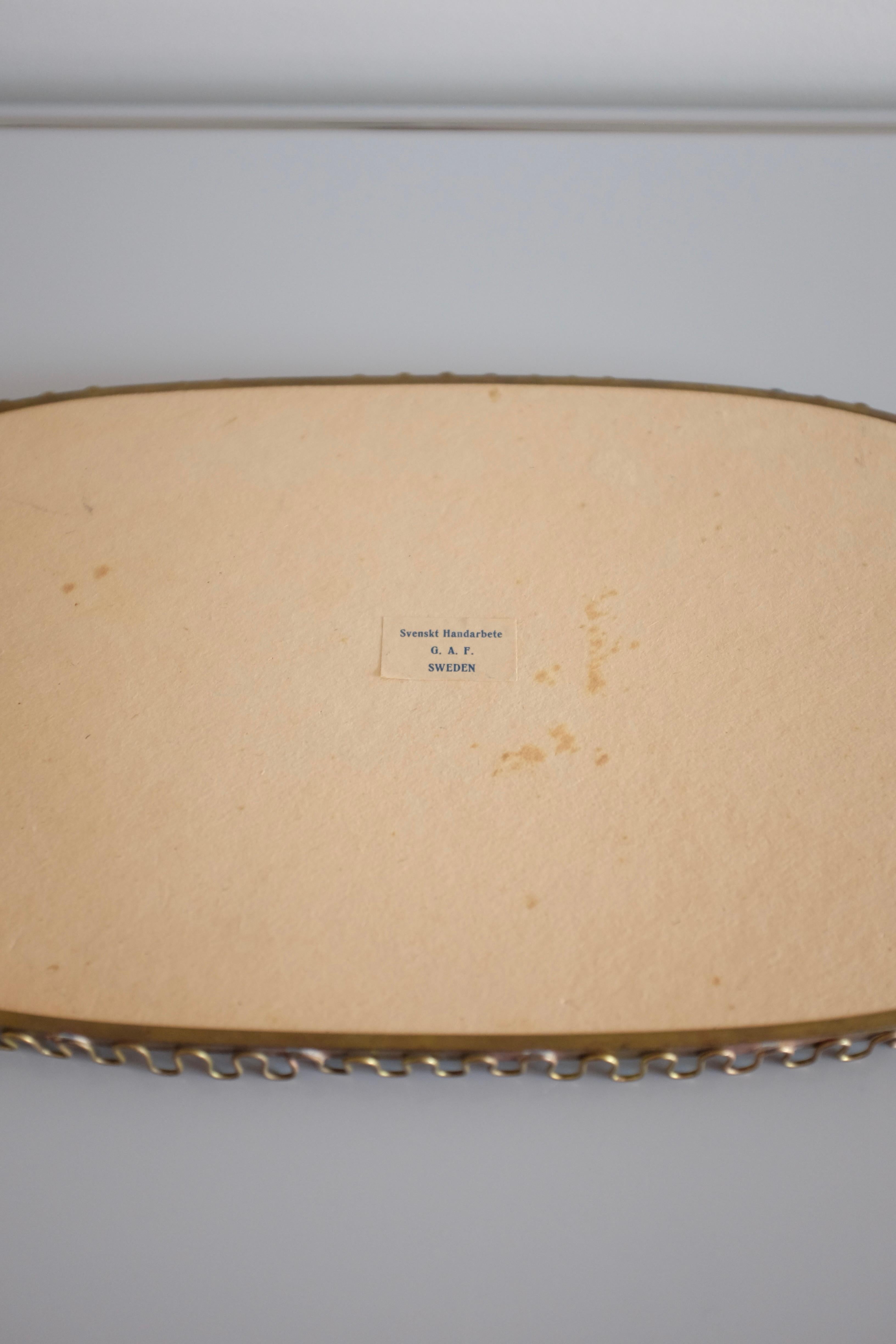 Mid-20th Century 1950s Swedish Modern Brass Mirror tray For Sale