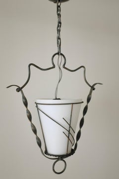 1950s Swedish Modern Metall and Glass Pendant