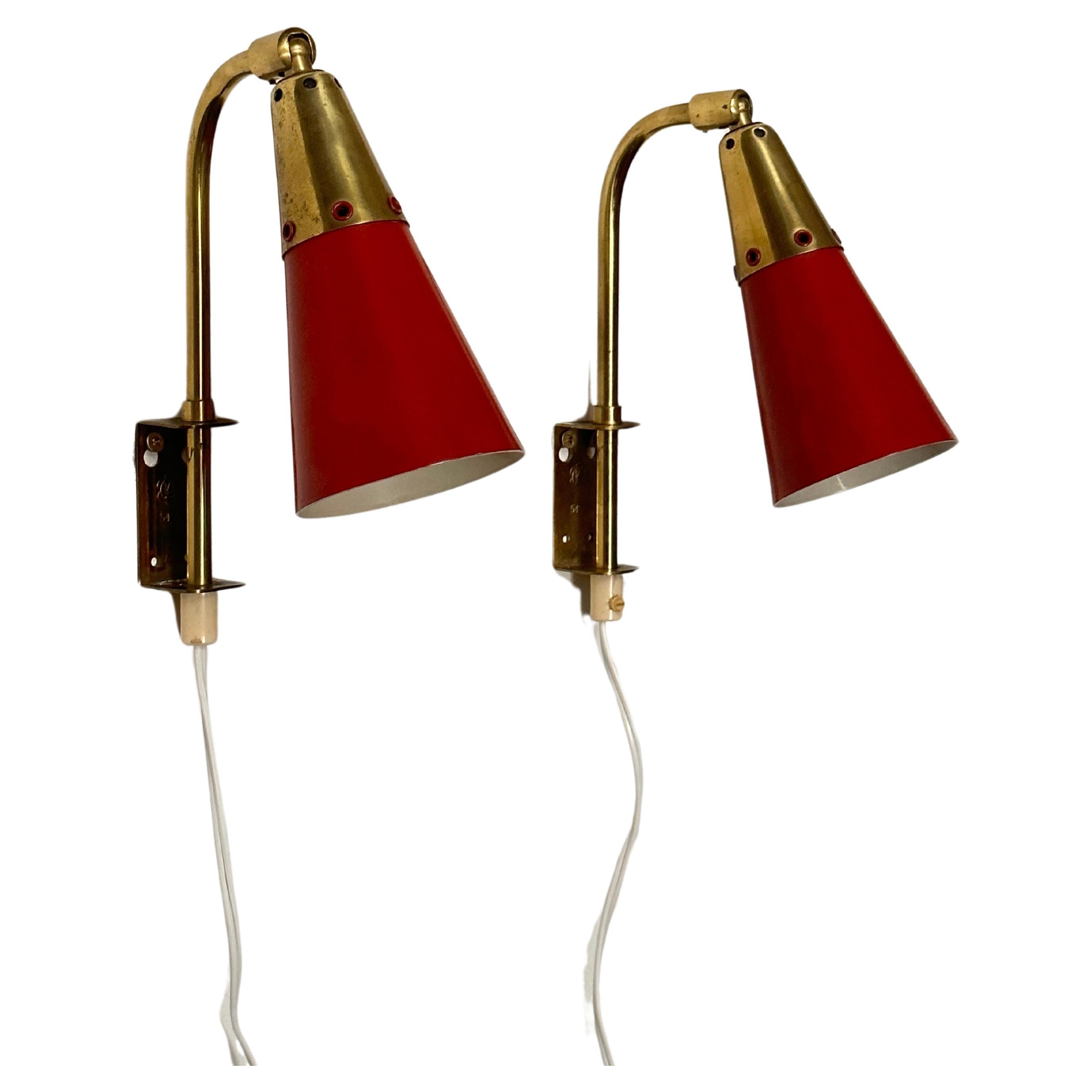 1950er Jahre Schwedische Modernistische Wandleuchten von Upsala Armaturfabrik- ein Paar