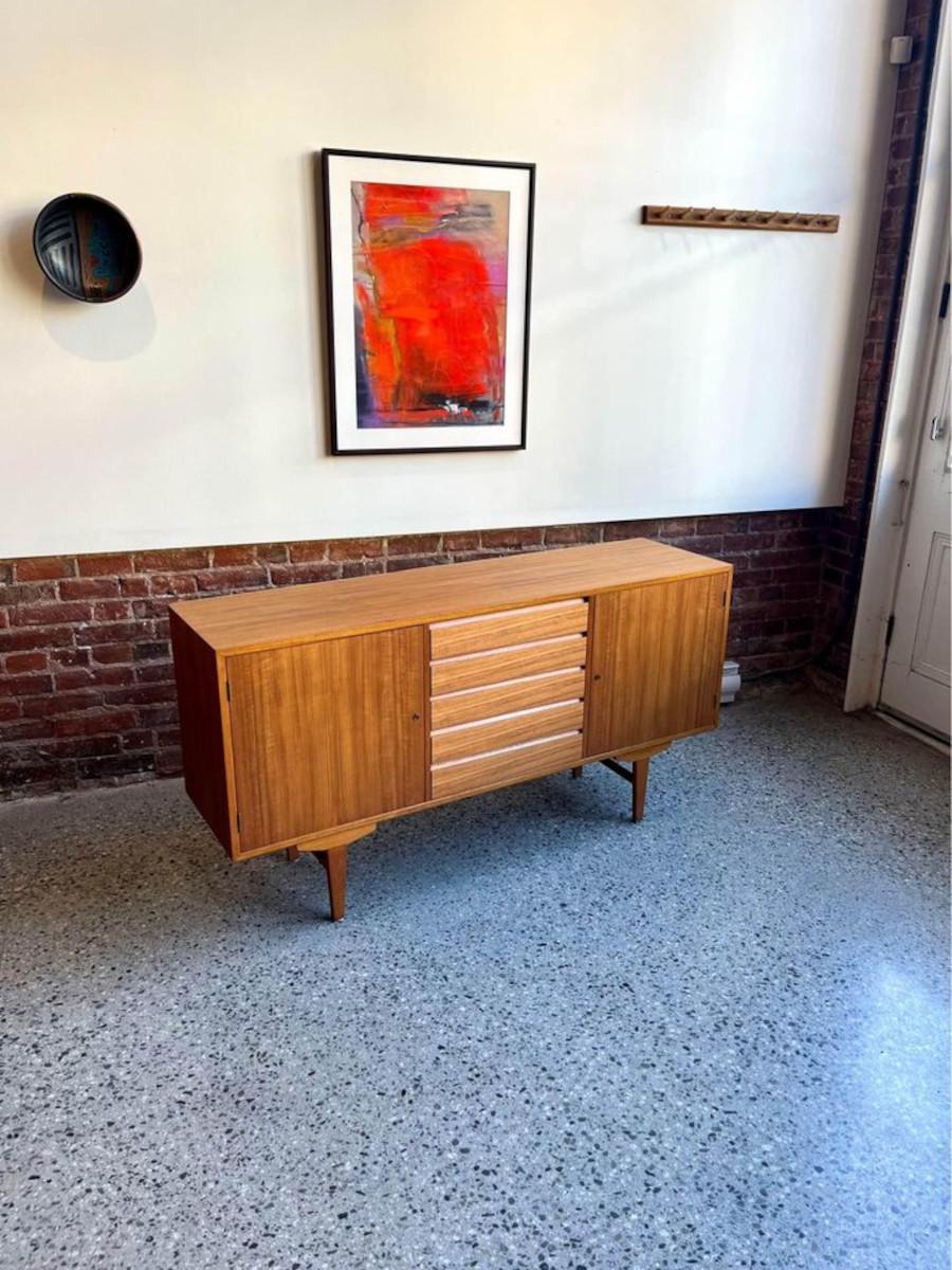 Mid-Century Modern 1950s Swedish Teak and Beech Credenza For Sale