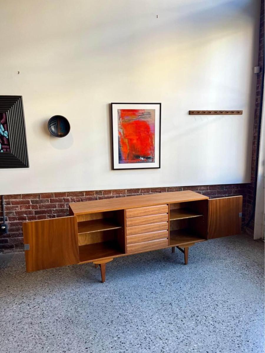 1950s Swedish Teak and Beech Credenza For Sale 3