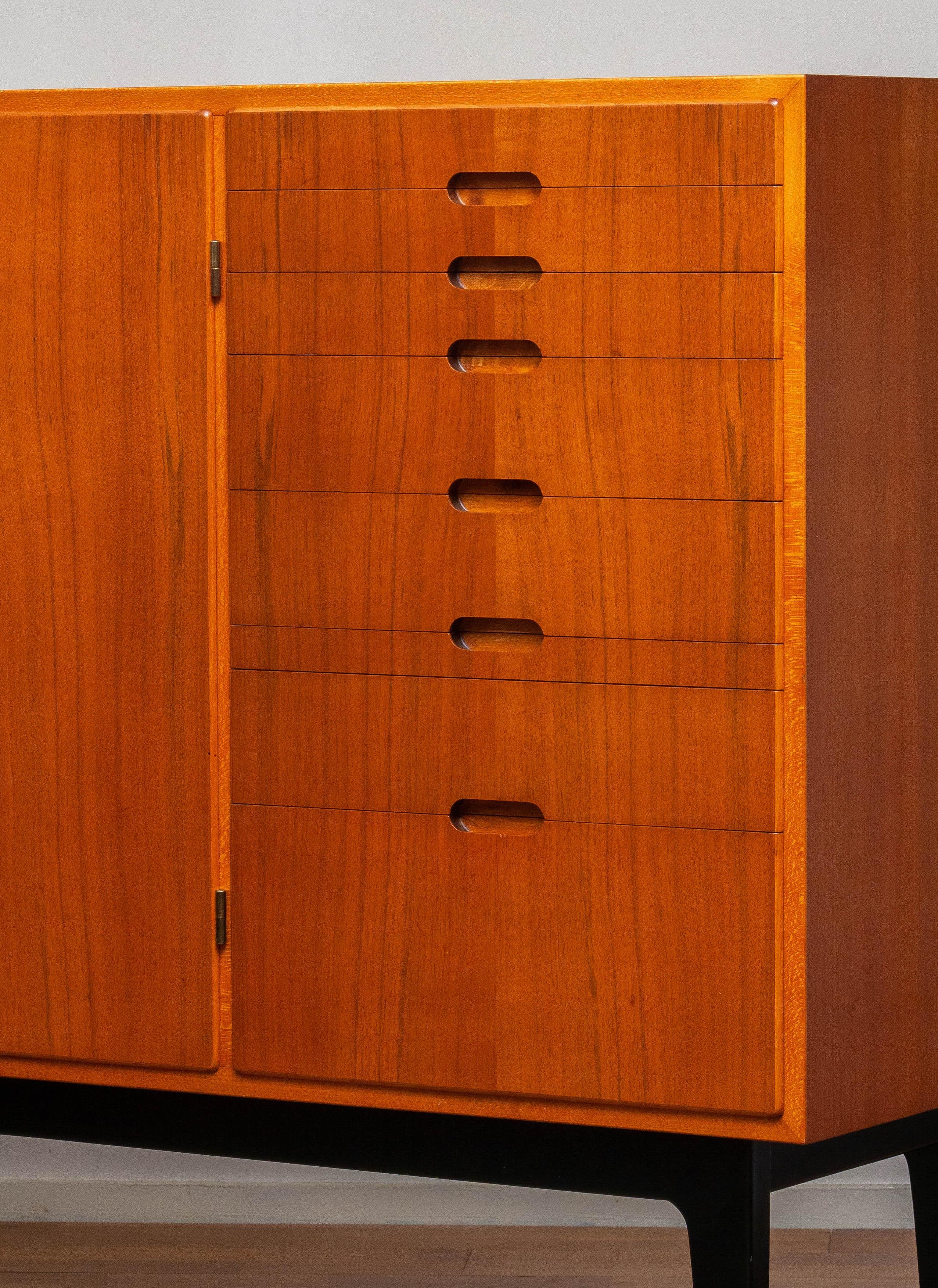 1950s Swedish Teak / Beech Buffet Cabinet / Credenzas by Kurt Karlsson for Tibro In Good Condition In Silvolde, Gelderland