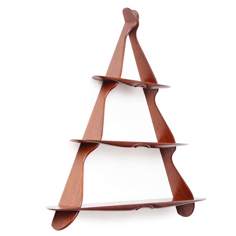 Scandinavian Modern 1950s Swedish Triangular Three-Tiered Shelf For Sale
