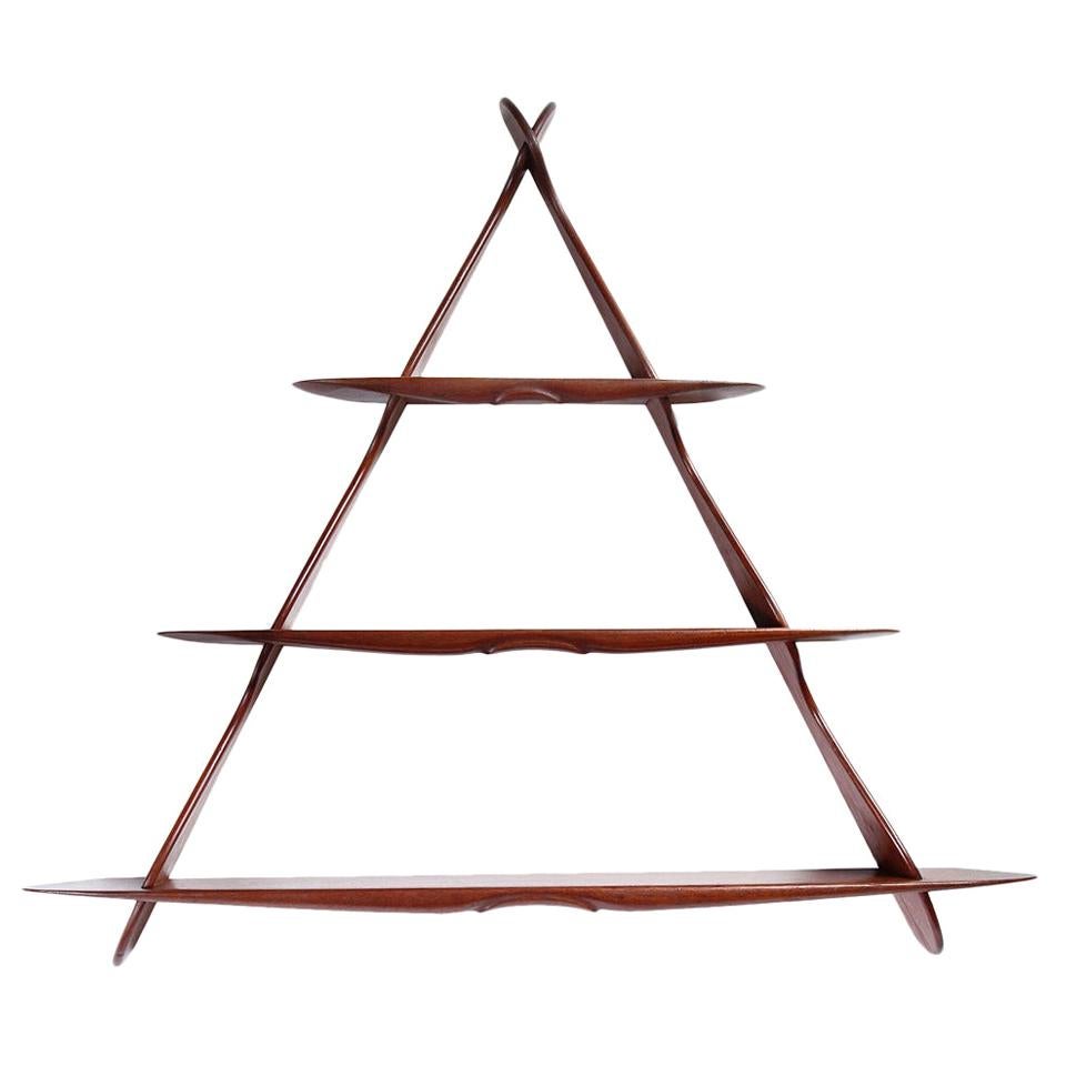 1950s Swedish Triangular Three-Tiered Shelf