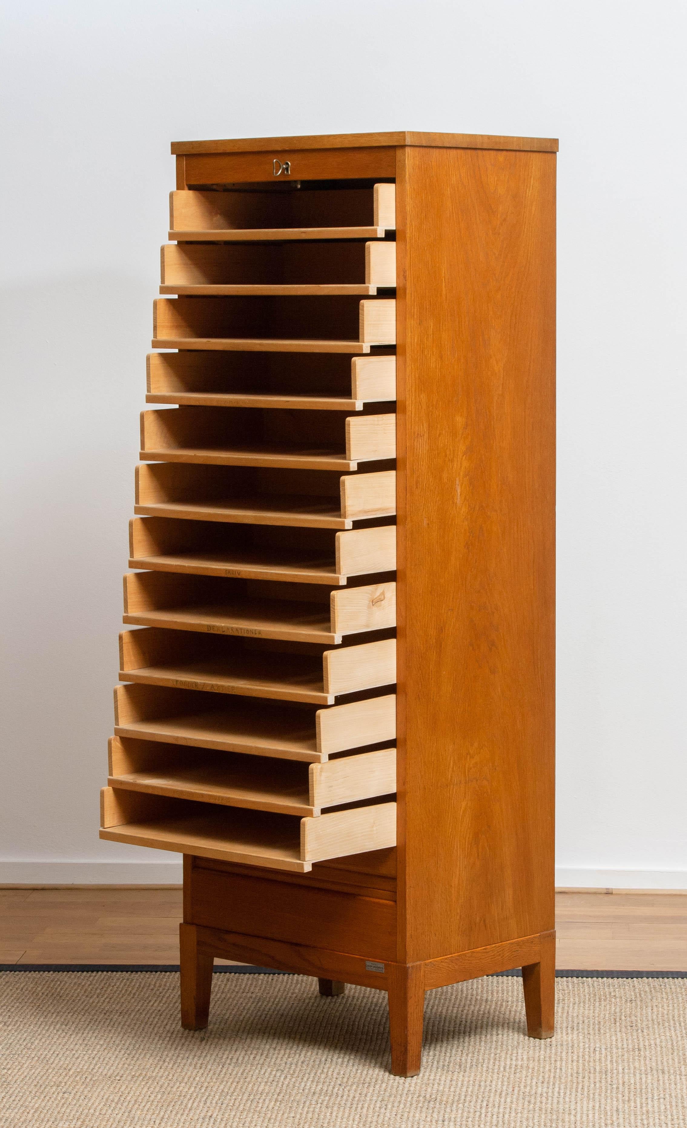 1950s, Swedish Up Right Oak Tambour Files / Archive Cabinet by Olof Lundqvist 2