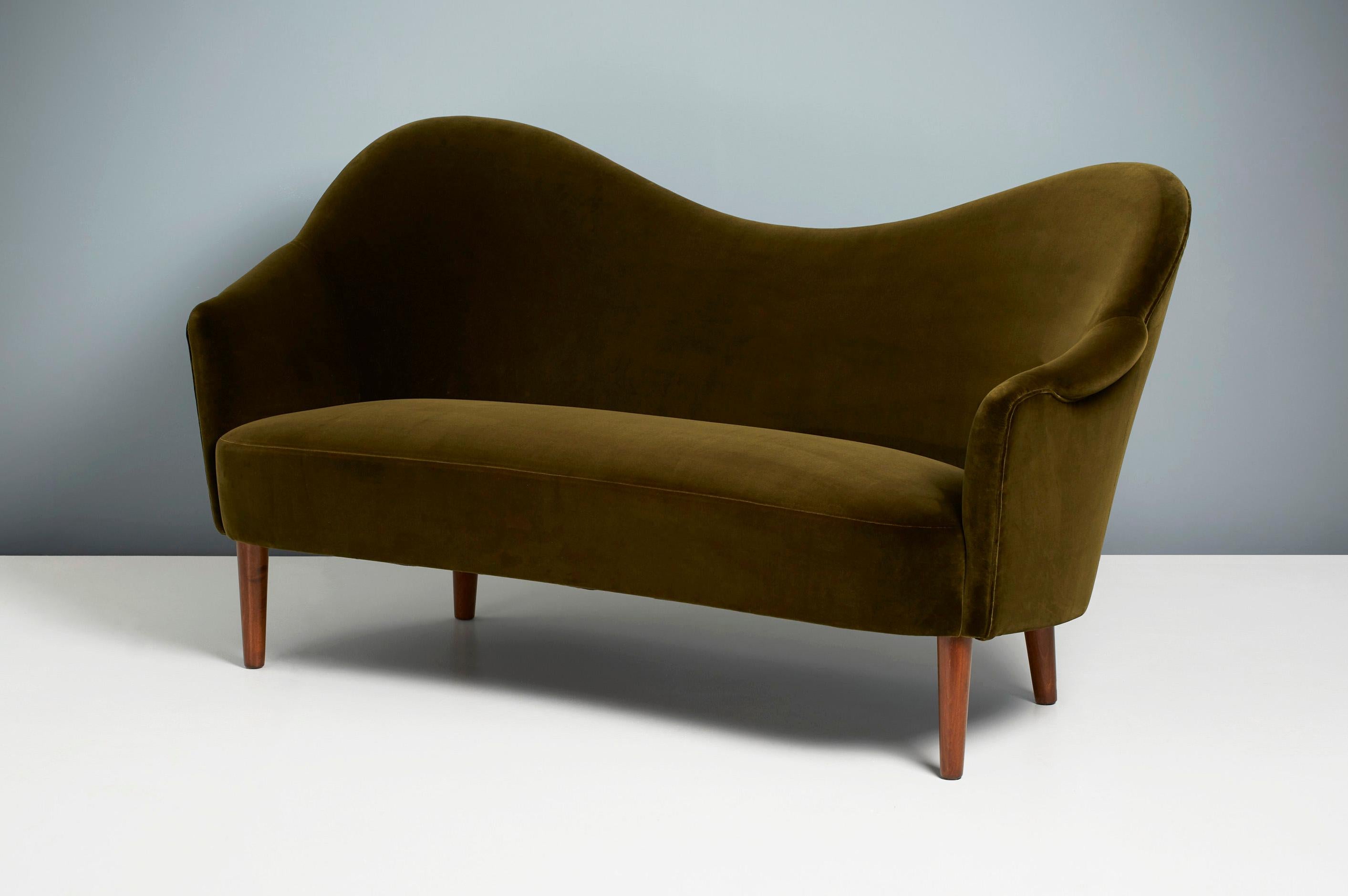 Scandinavian Modern 1950s Swedish Velvet Samspel Sofa by Carl Malmsten