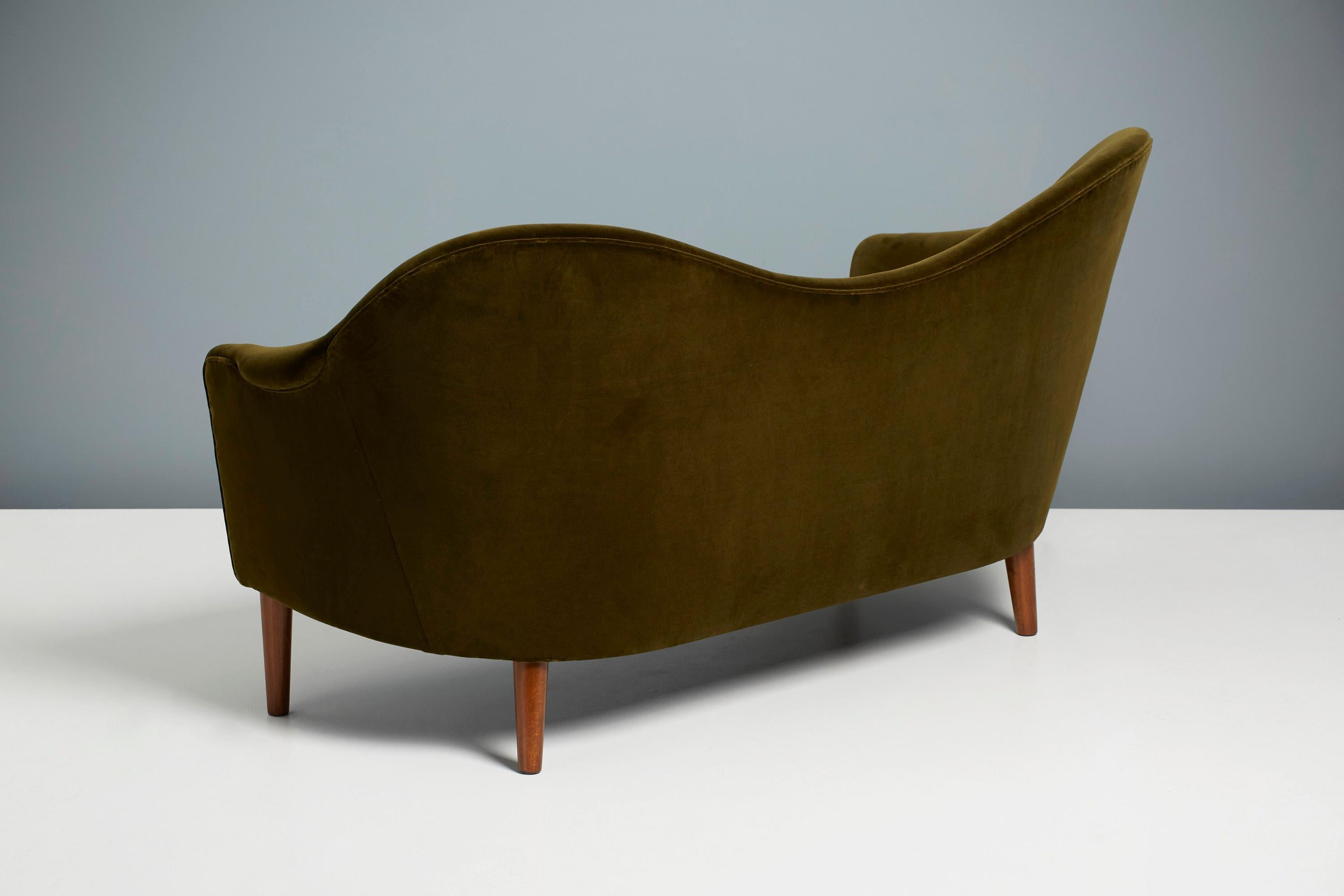Mid-20th Century 1950s Swedish Velvet Samspel Sofa by Carl Malmsten For Sale