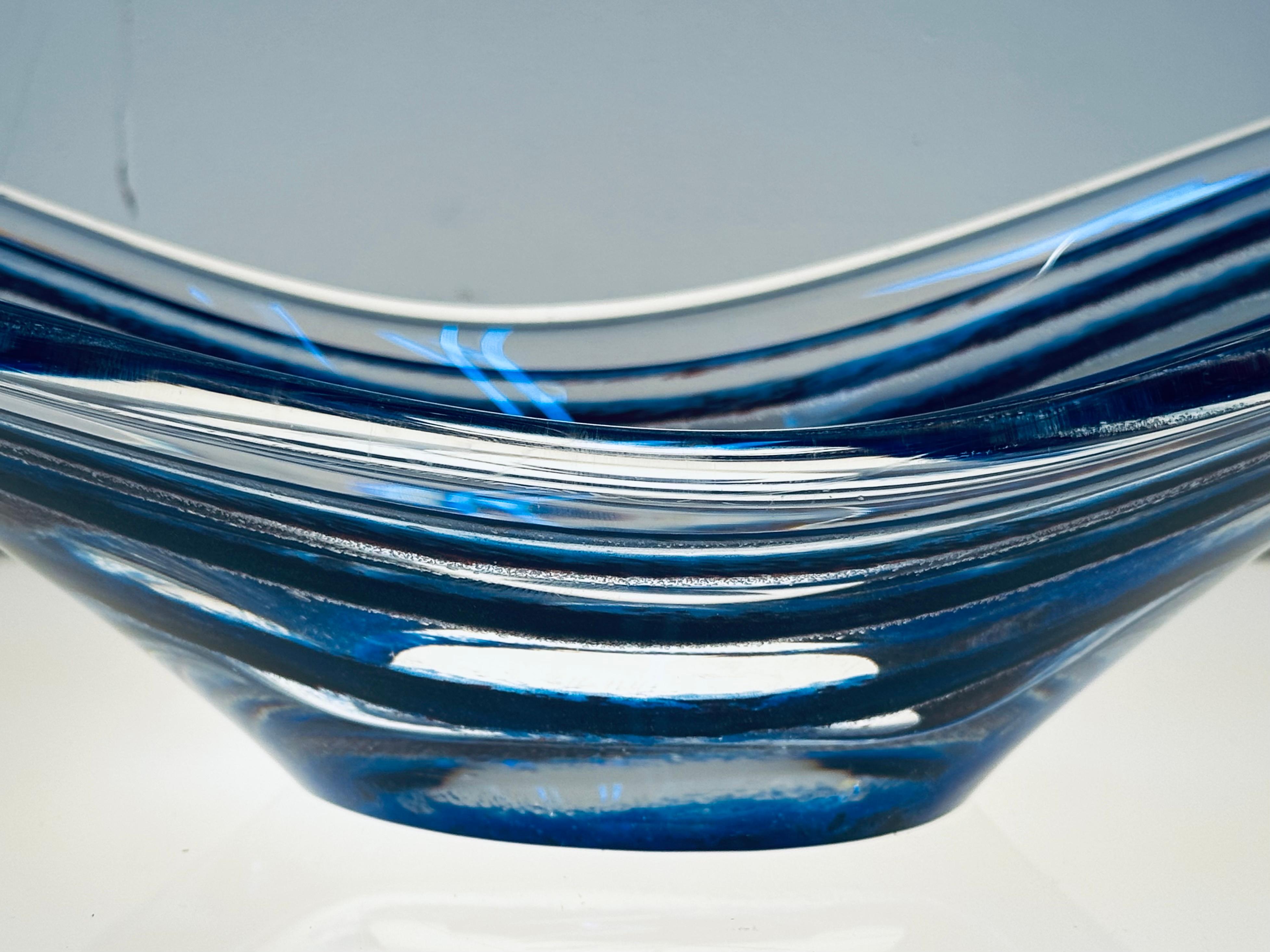 1950s Swedish Vicke Lindstrand for Kosta Sommerso Art Glass Bowl 