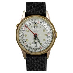 1950's SWISS DATE-O-GRAPH Vintage Mens Triple Date Calendar - 18K Gold Plated