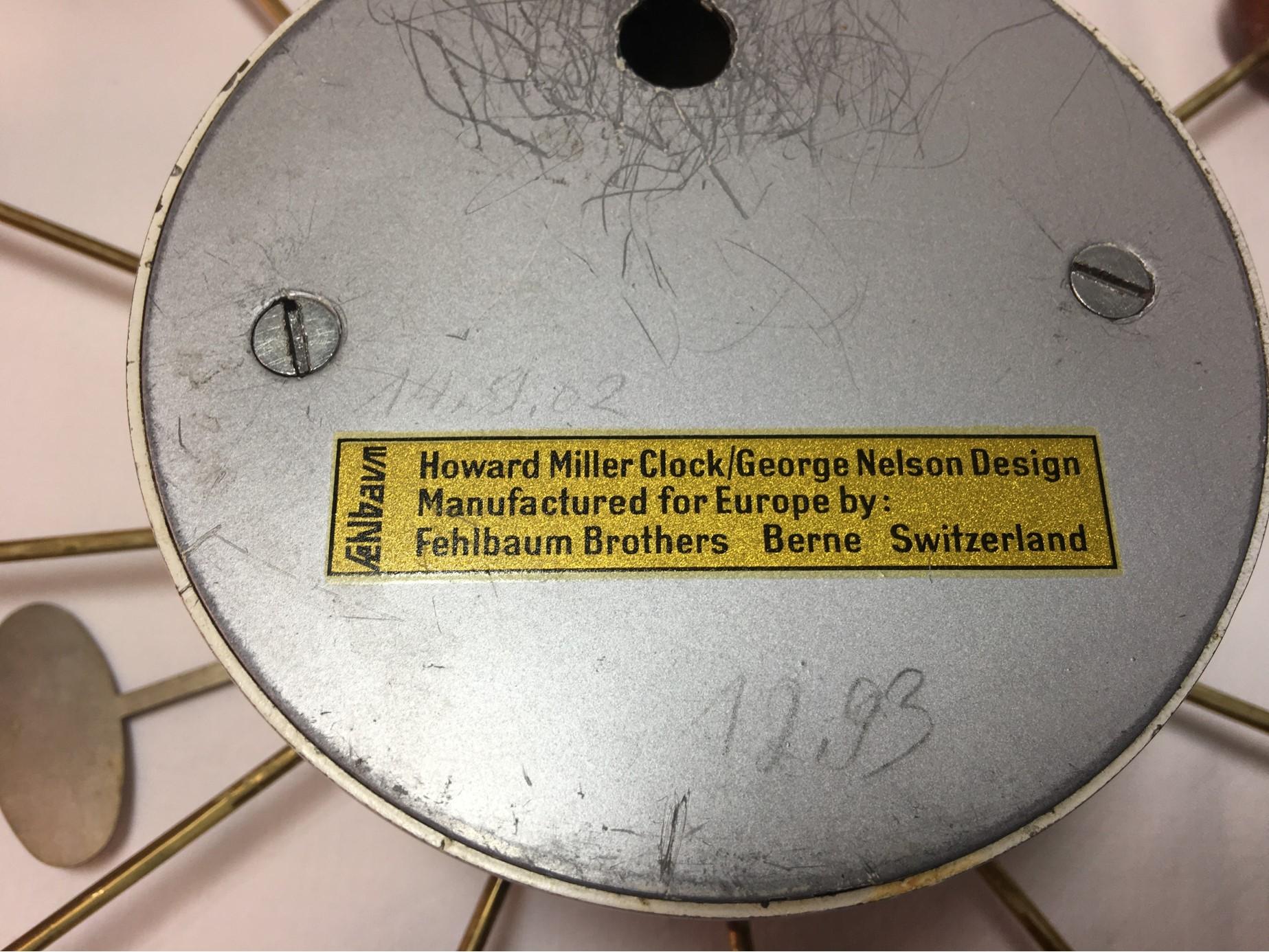 1950s Swiss George Nelson Ball Clock for Howard Miller by Fehlbaum Brothers For Sale 4