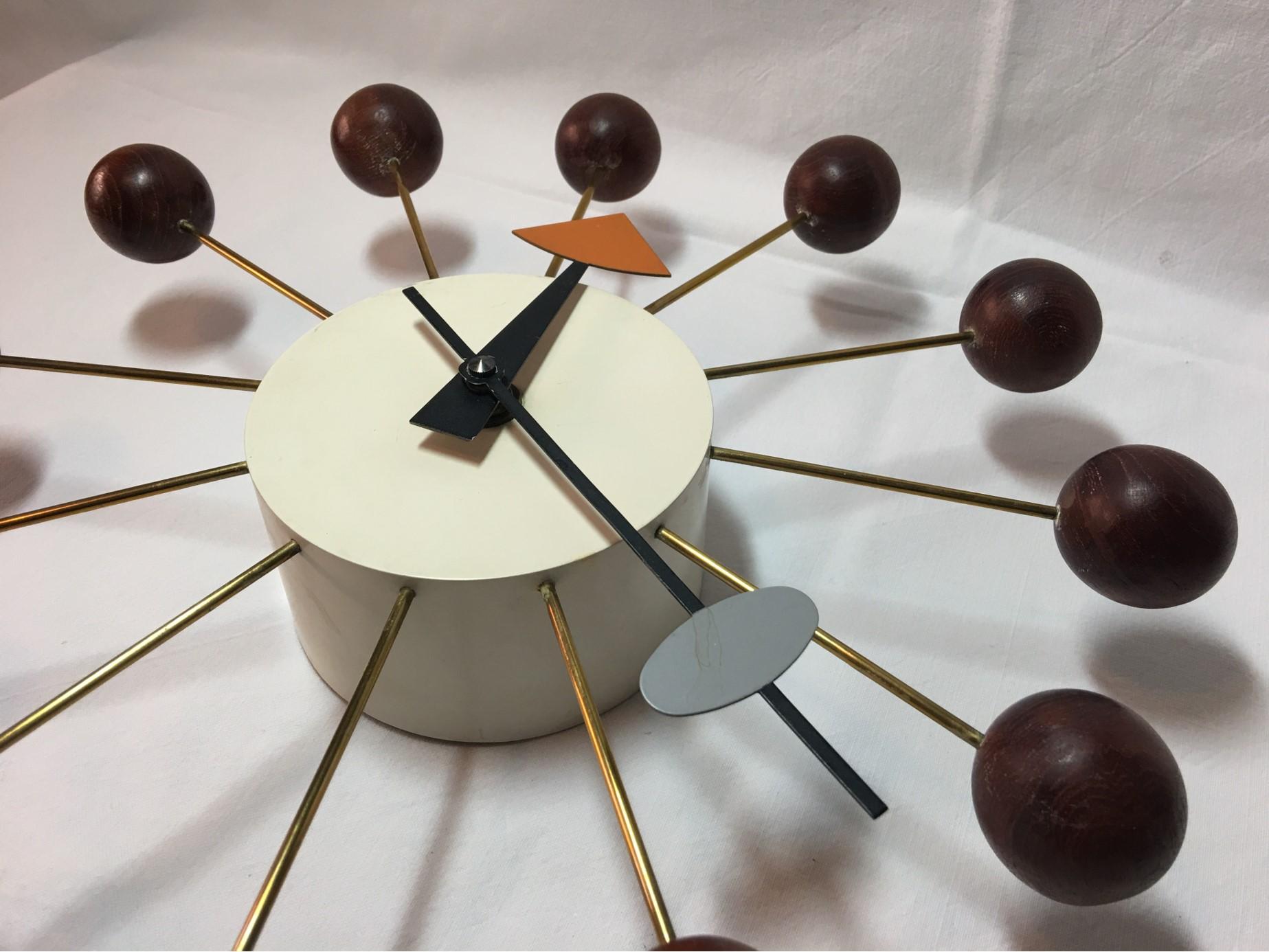 Copper 1950s Swiss George Nelson Ball Clock for Howard Miller by Fehlbaum Brothers For Sale
