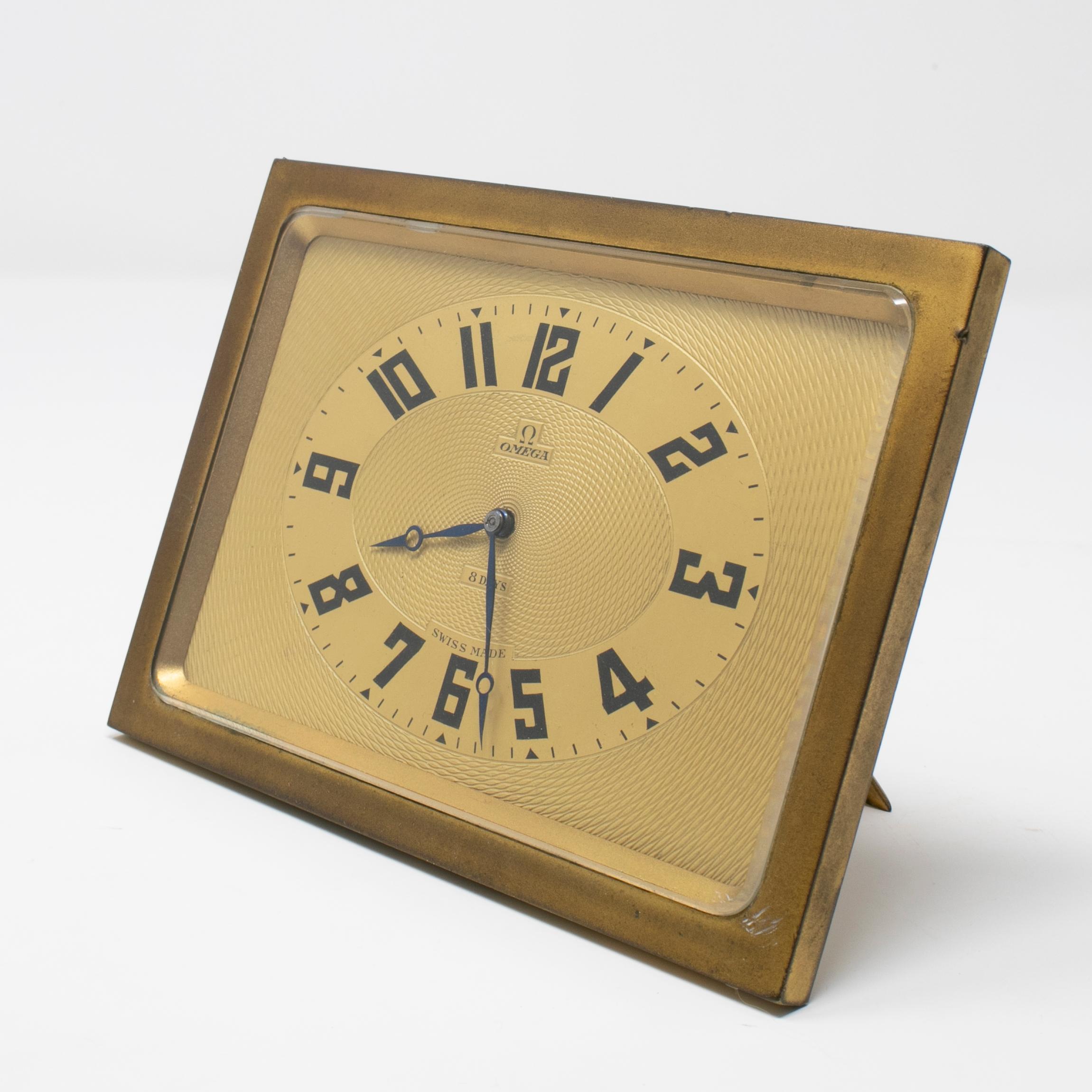 Européen 1950s Swiss Omega Square Table Clock en vente