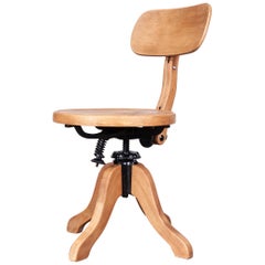 1950s Swiveling Wood Desk/Office Chair by Thonet