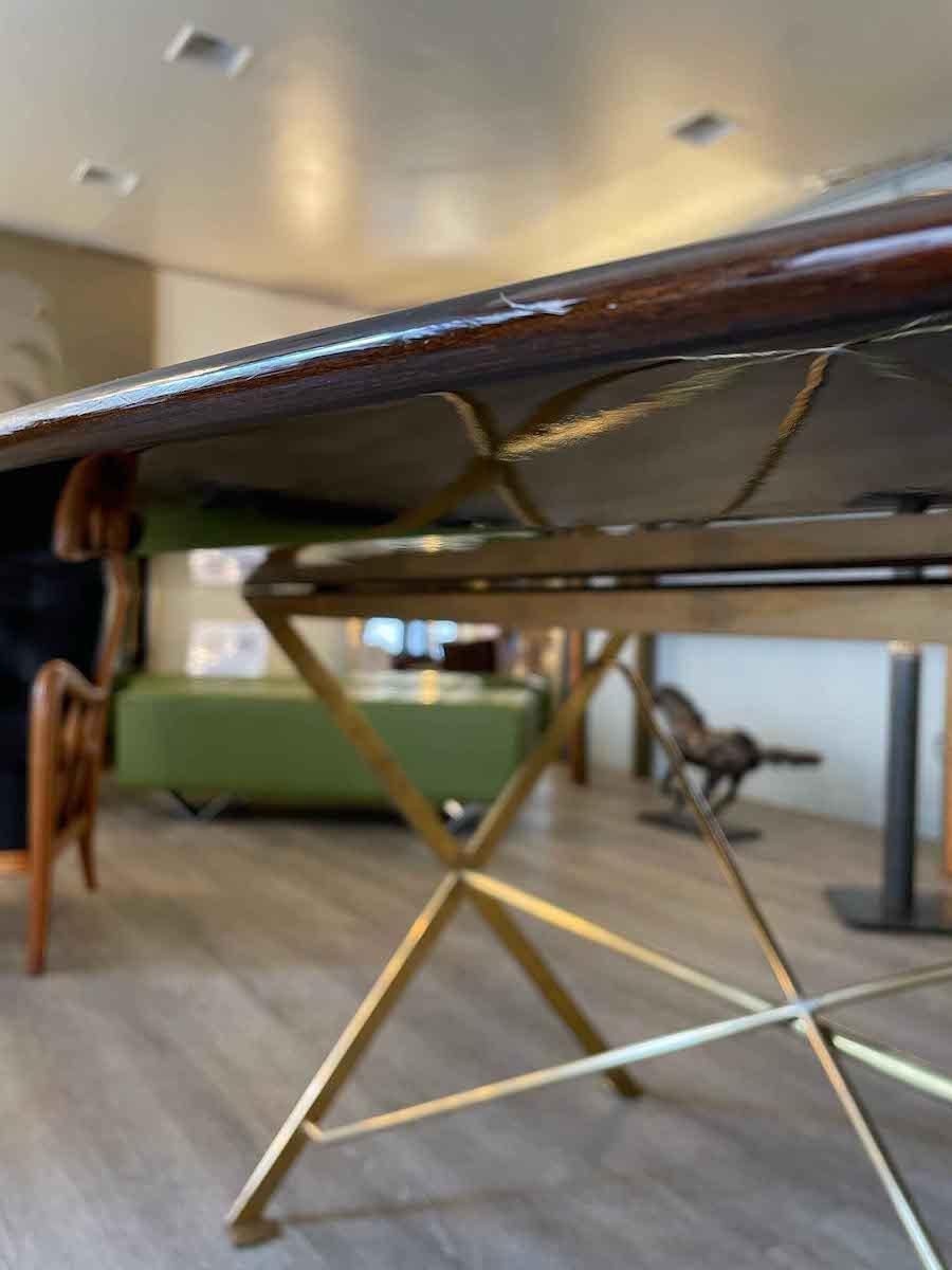 1950s T3 by Luigi Caccia Dominioni Wood and Brass Table  For Sale 5
