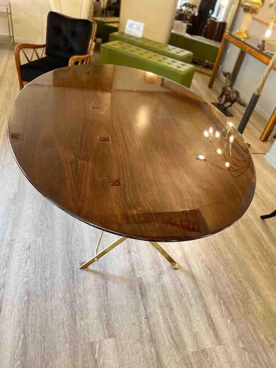 1950s T3 by Luigi Caccia Dominioni Wood and Brass Table  For Sale 6