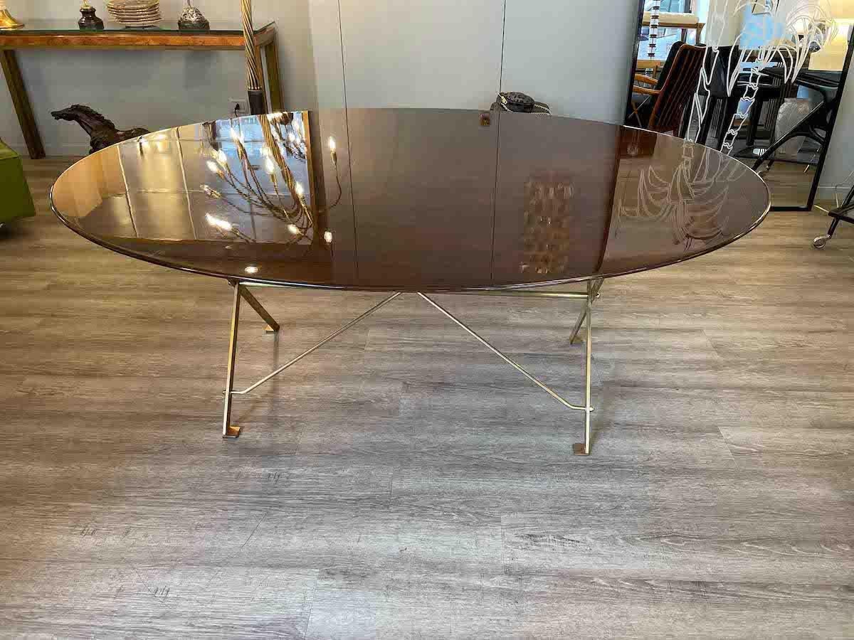1950s T3 by Luigi Caccia Dominioni Wood and Brass Table  For Sale 7