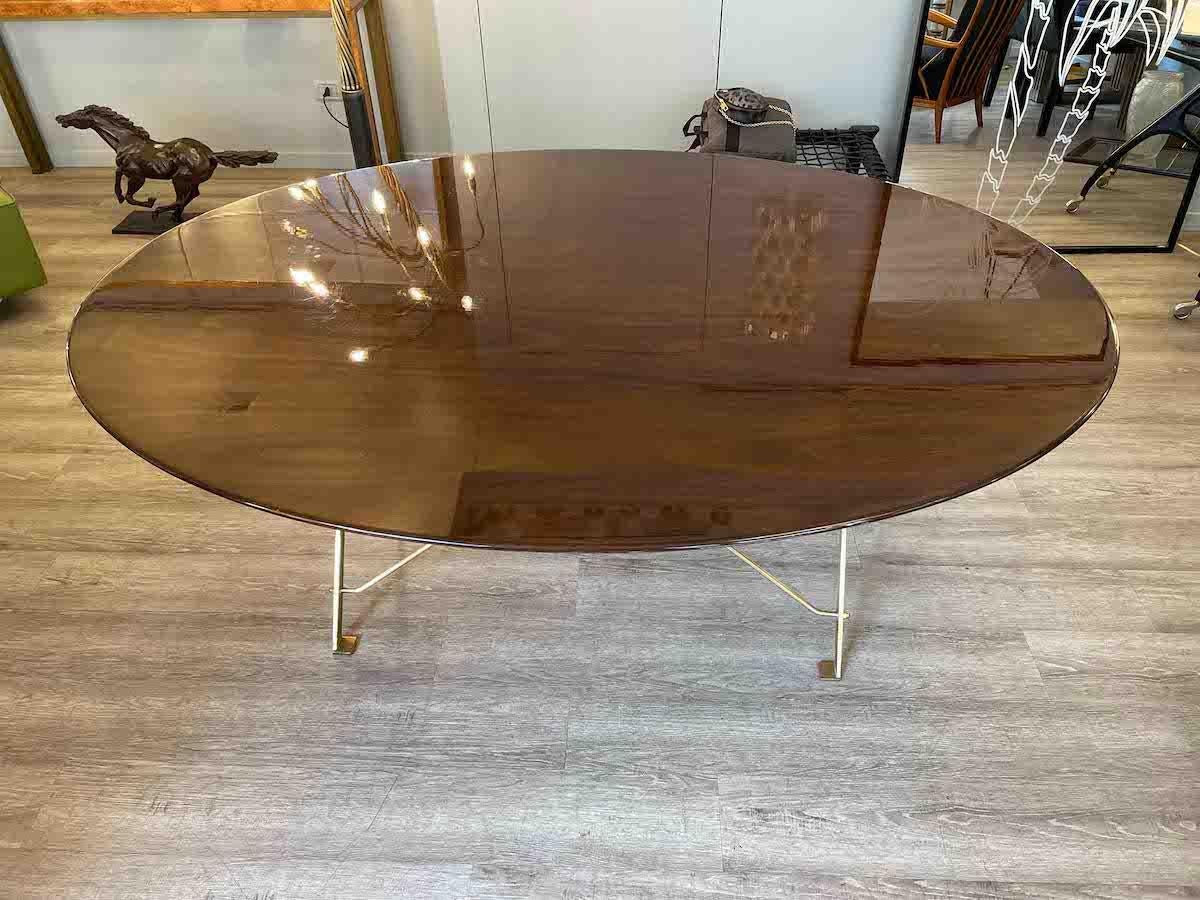 1950s T3 by Luigi Caccia Dominioni Wood and Brass Table  For Sale 8