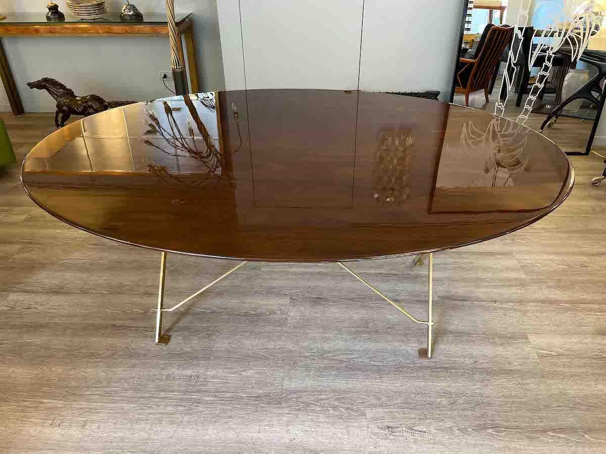 Mid-Century Modern Années 1950 T3 par Luigi Caccia Dominioni Table en bois et laiton  en vente
