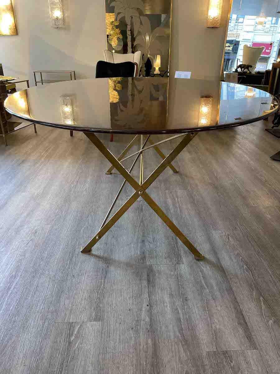 1950s T3 by Luigi Caccia Dominioni Wood and Brass Table  For Sale 1