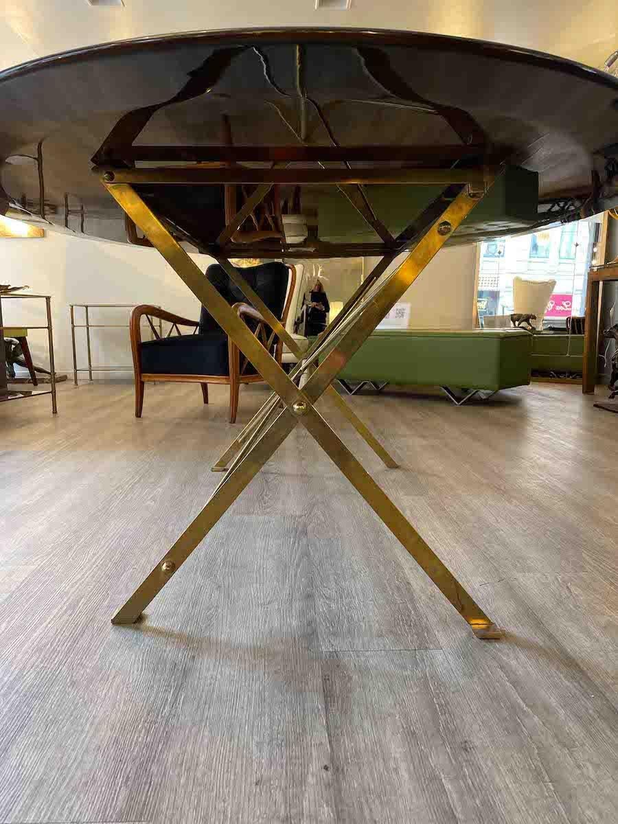 1950s T3 by Luigi Caccia Dominioni Wood and Brass Table  For Sale 2
