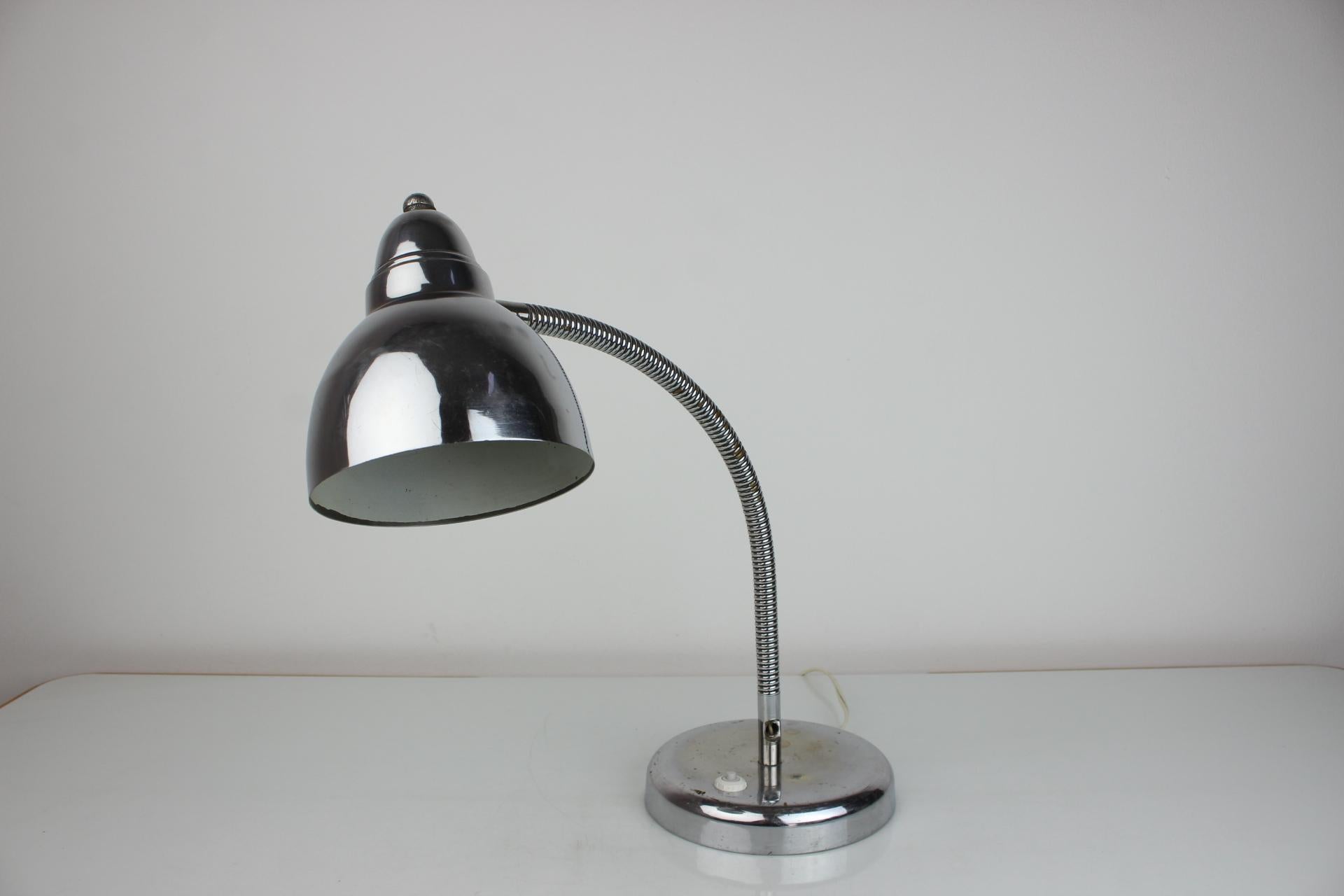 Mid-Century Modern 1950s Table Chrome Lamp, Czechoslovakia For Sale