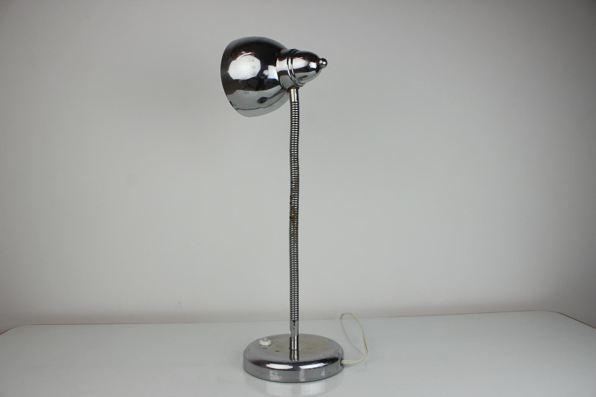 1950s Table Chrome Lamp, Czechoslovakia In Distressed Condition For Sale In Praha, CZ