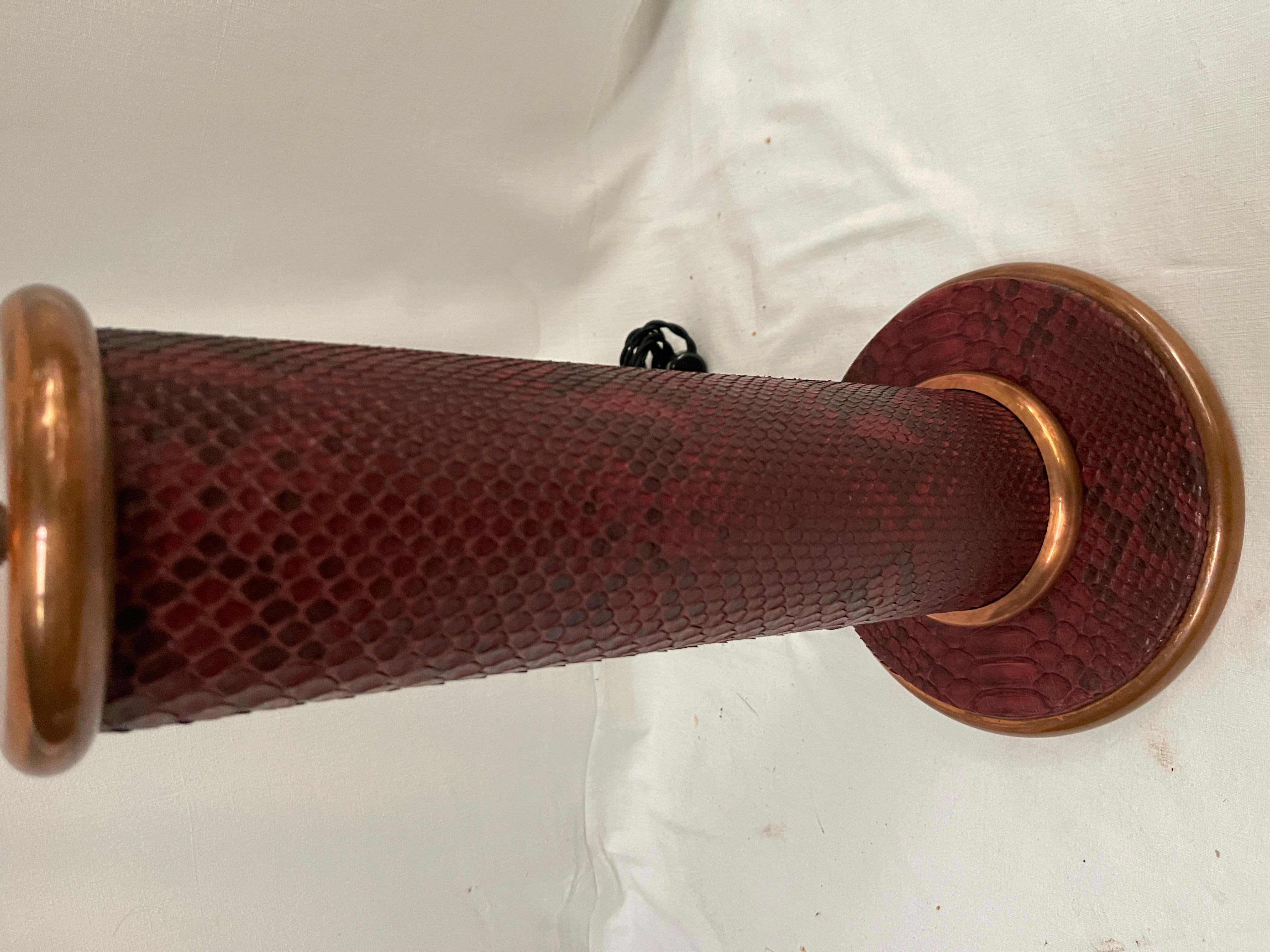 1950's table lamp covered with python skin attributed to Hermès For Sale 1