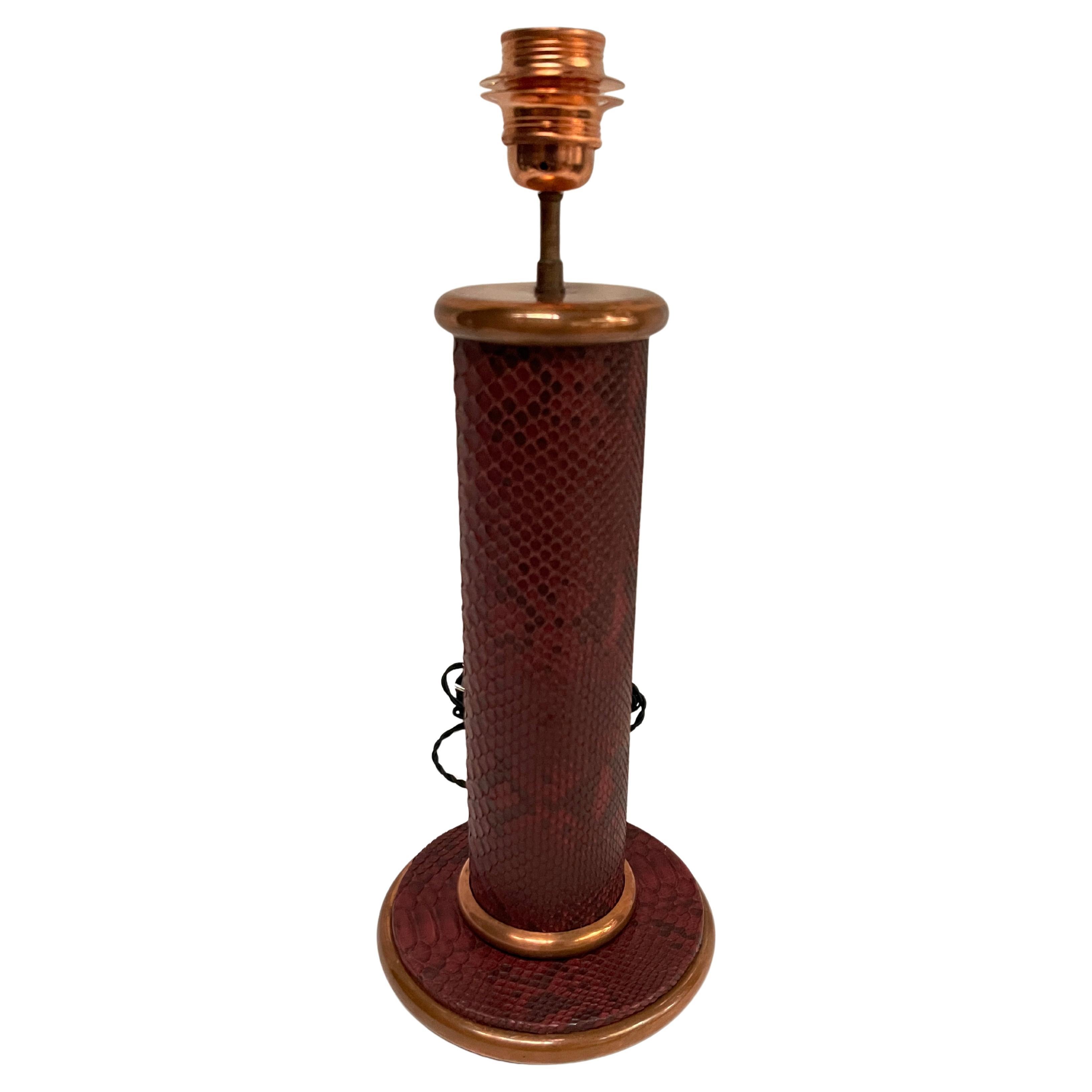 1950's table lamp covered with python skin attributed to Hermès For Sale